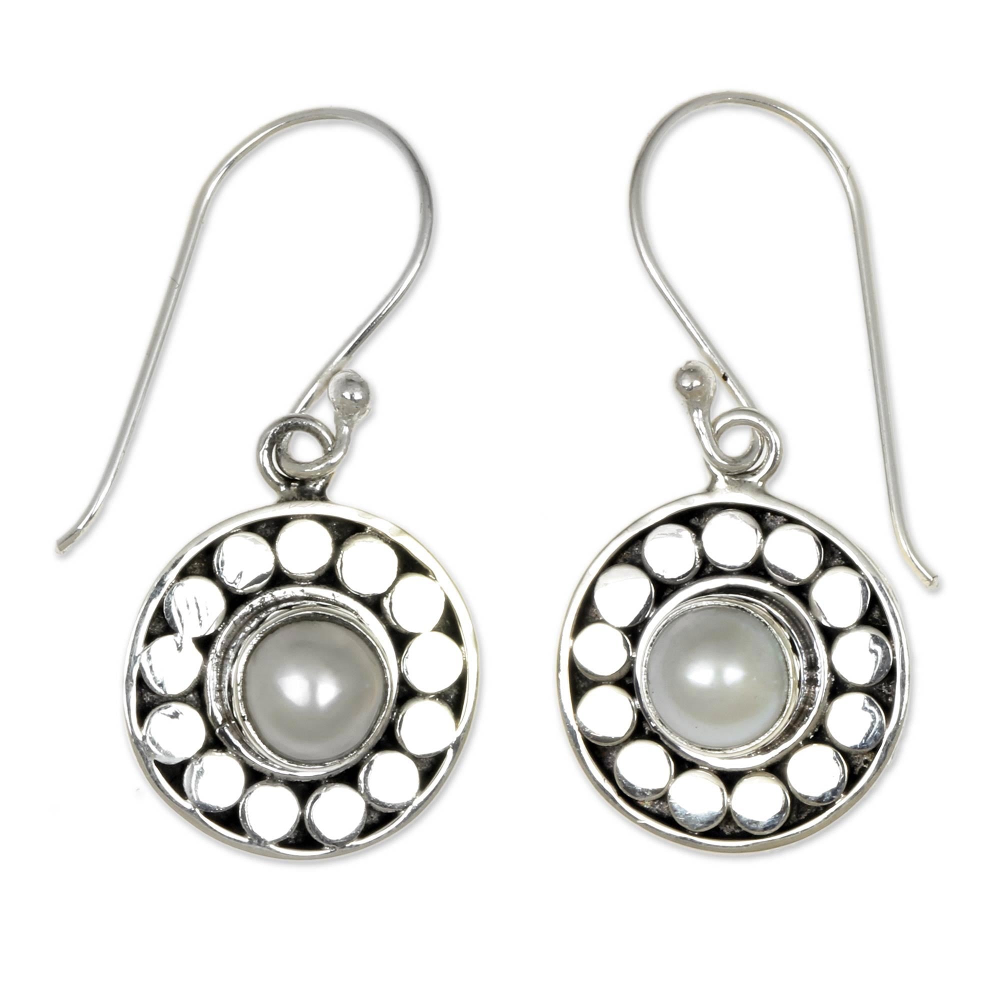 Premium Sunny Day Pearl Dangle Earrings - Handcrafted Sterling Silver Jewelry