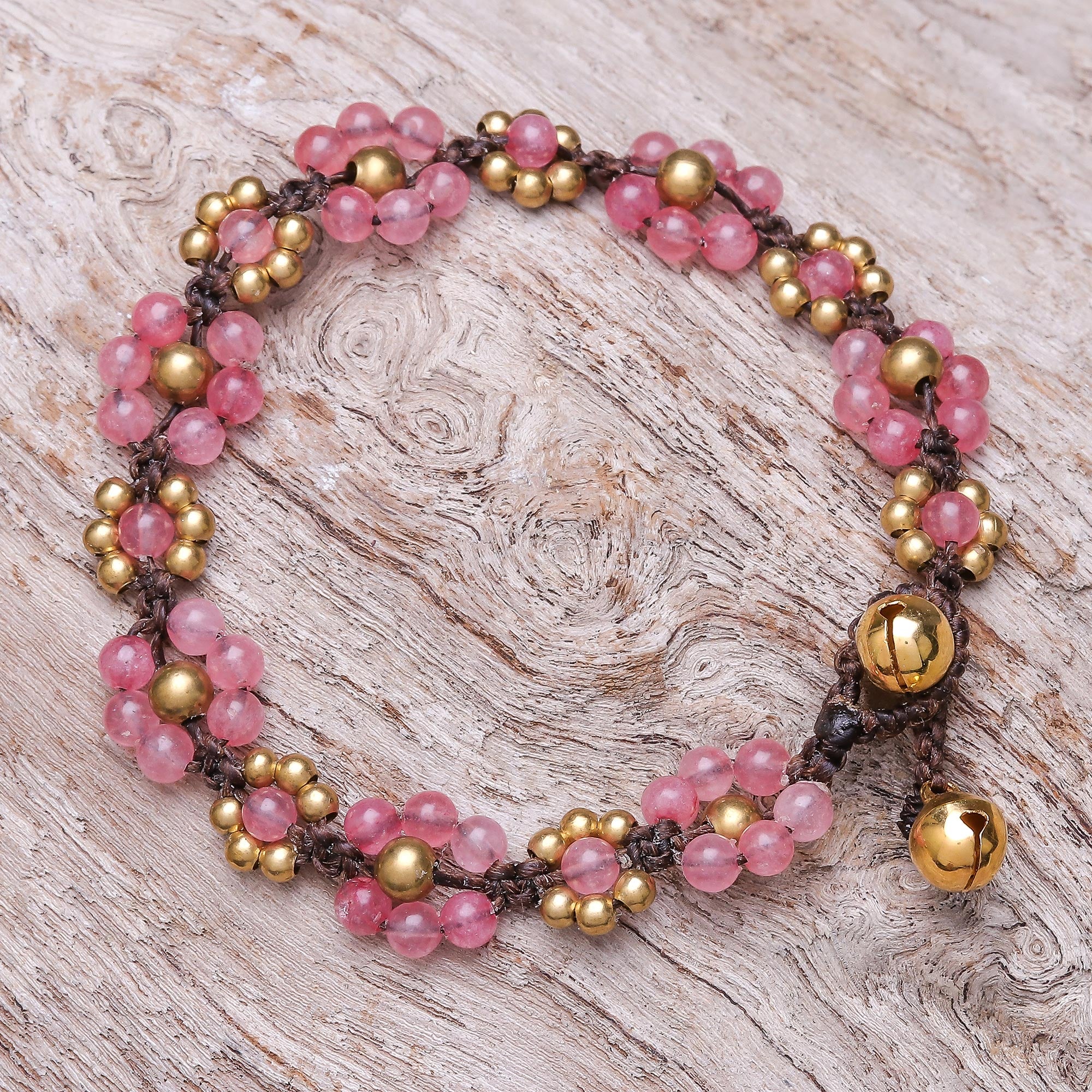 Premium Blooming Love Pink Quartz Macrame Bracelet - Handcrafted in Thailand