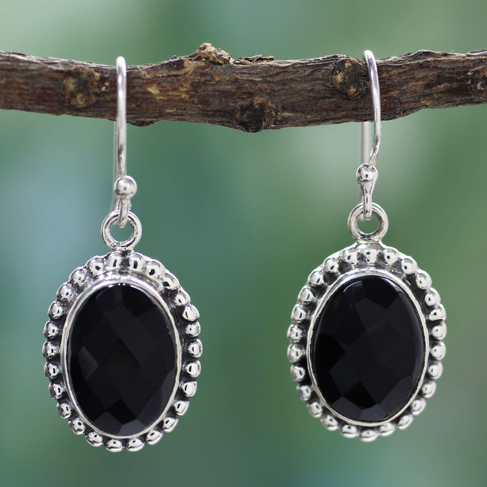 Premium Sterling Silver & Onyx Dangle Earrings - Handcrafted Elegance