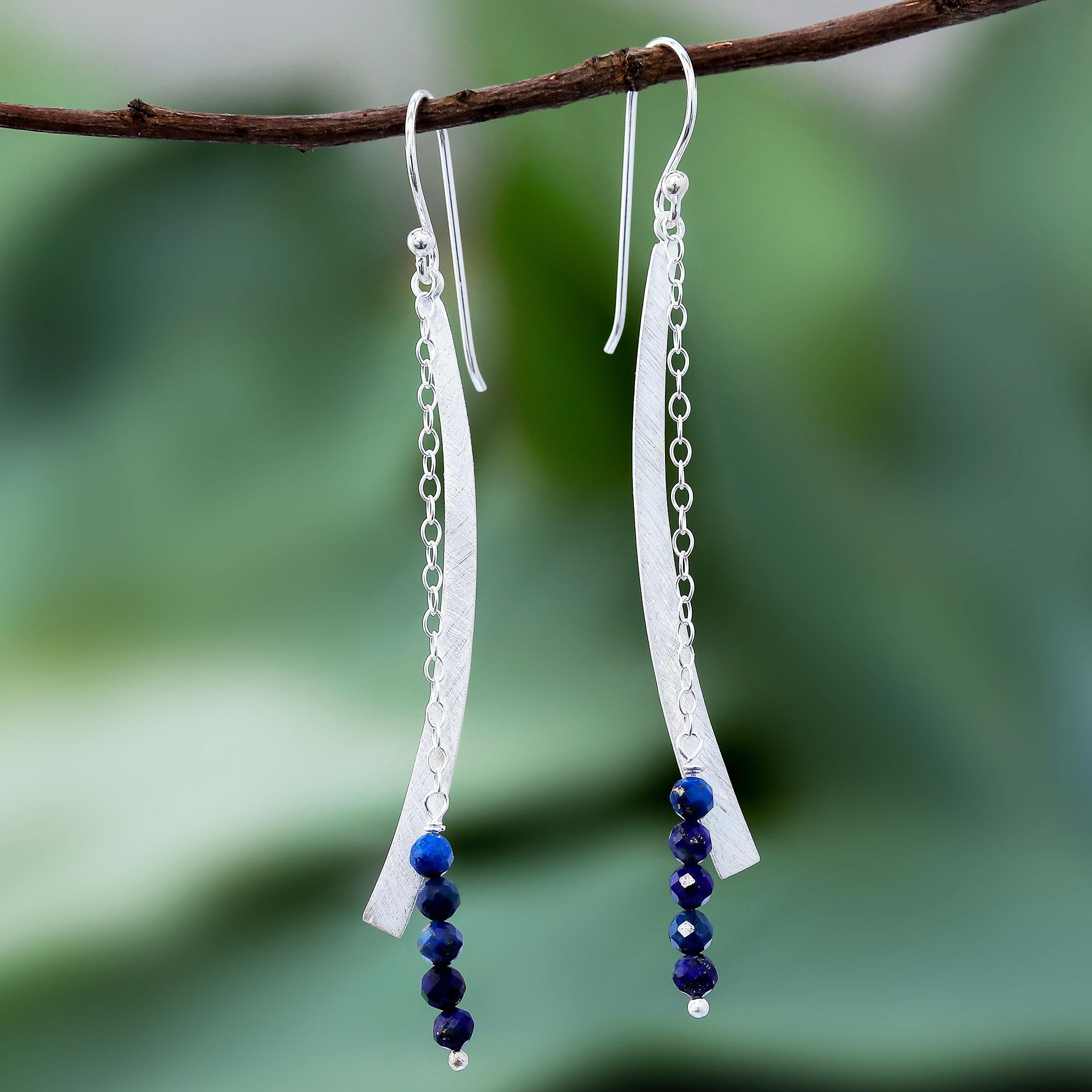 Premium Modern Lapis Lazuli Dangle Earrings - Handcrafted in Thailand