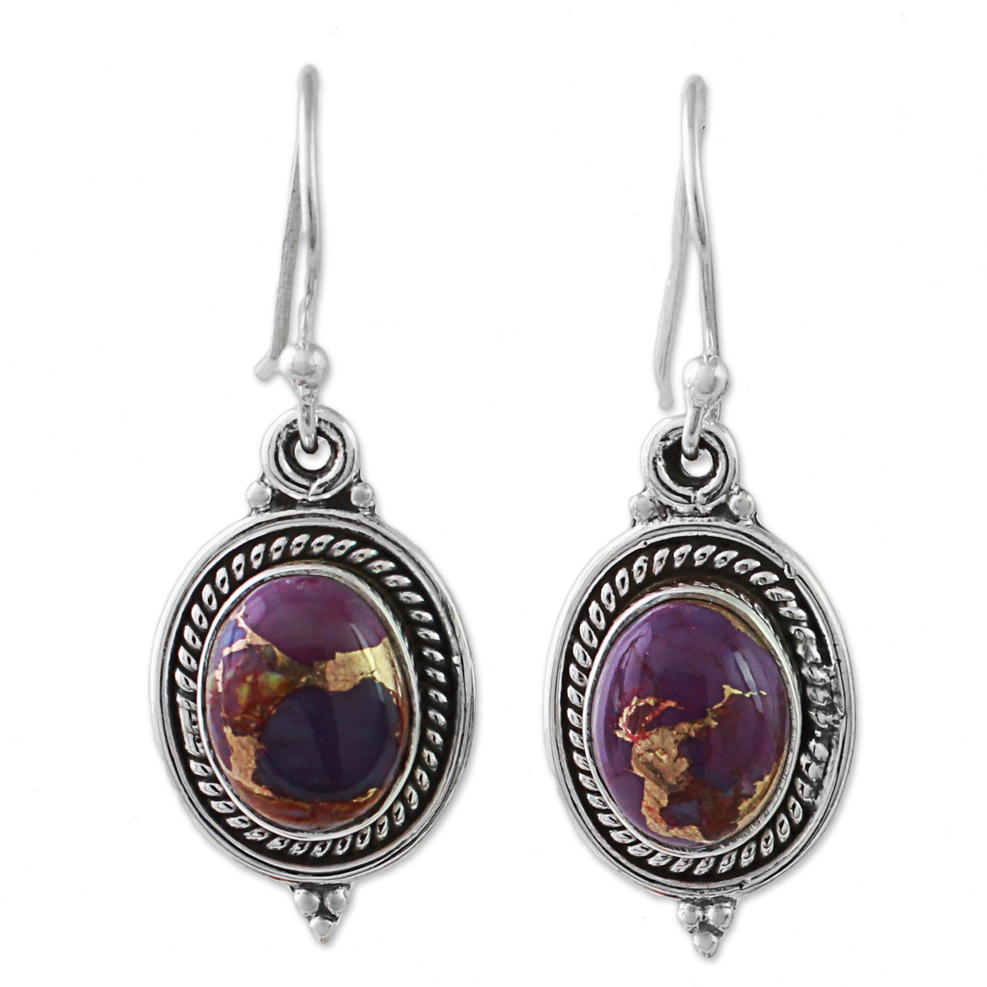 Premium Handcrafted Purple Turquoise Dangle Earrings - Artisan Jewelry from India