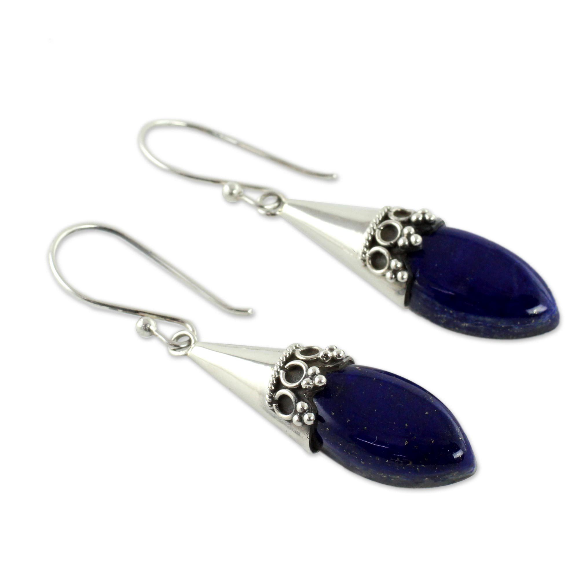 Premium Lapis Lazuli & Sterling Silver Hook Earrings