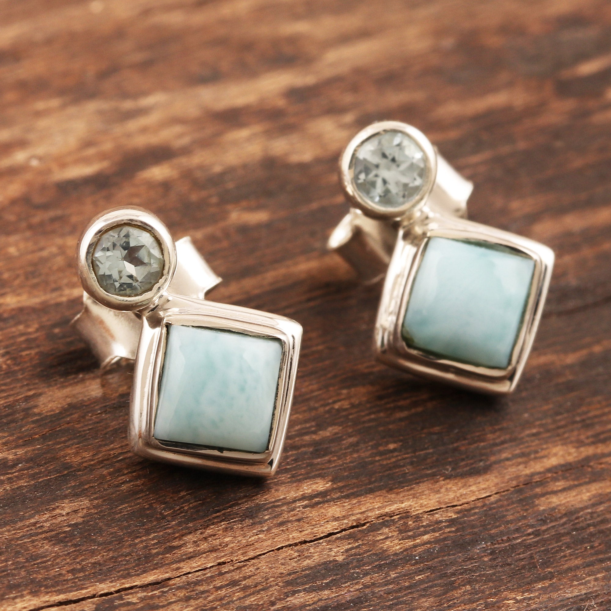 Premium Blue Harmony Drop Earrings - Larimar & Blue Topaz in Sterling Silver