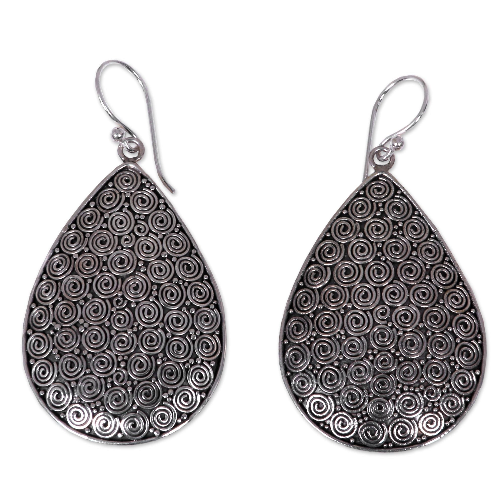 Premium Buddha's Curls Sterling Silver Dangle Earrings - Handcrafted in Bali