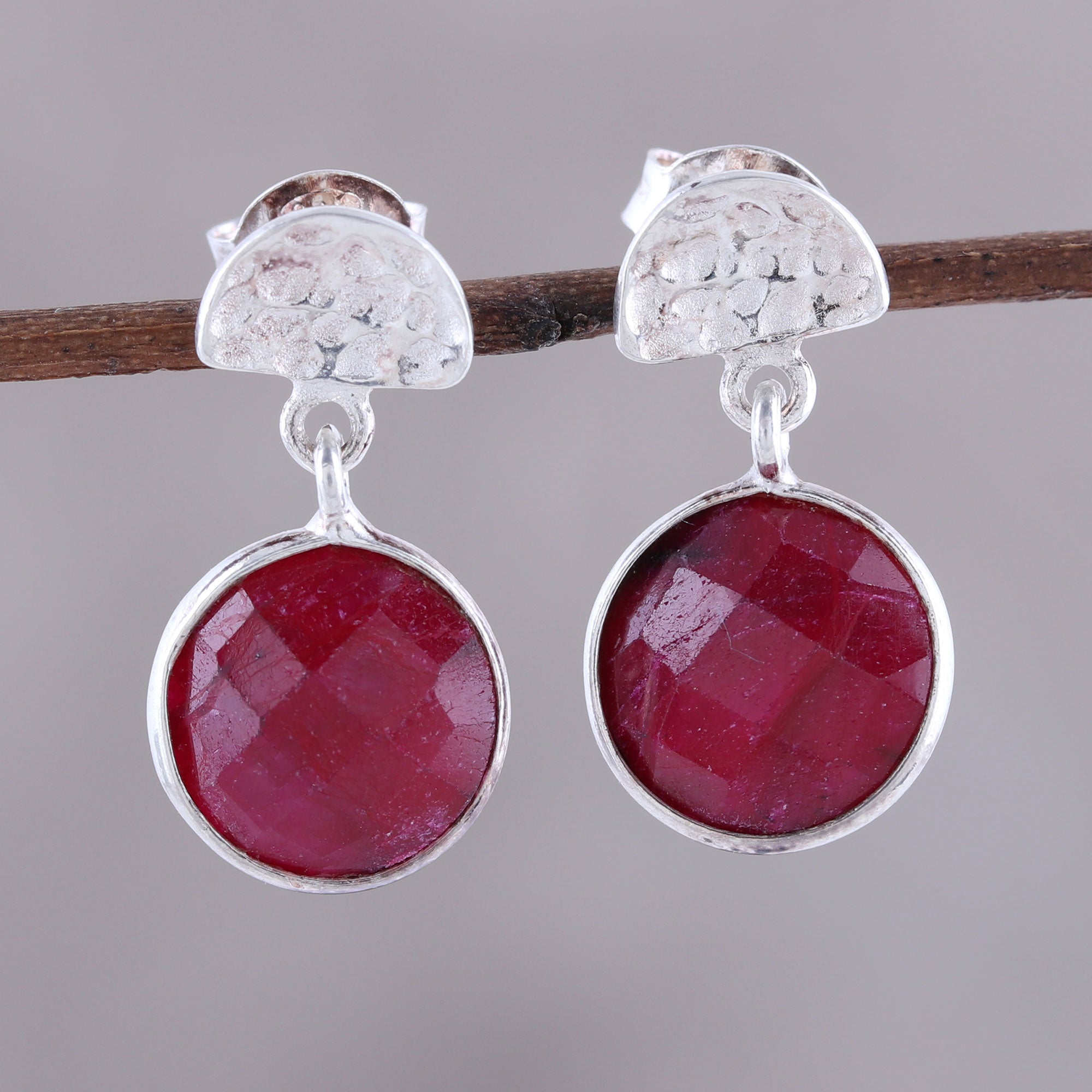 Premium Sparkle and Fire Ruby Dangle Earrings - Handcrafted Sterling Silver Jewelry from India