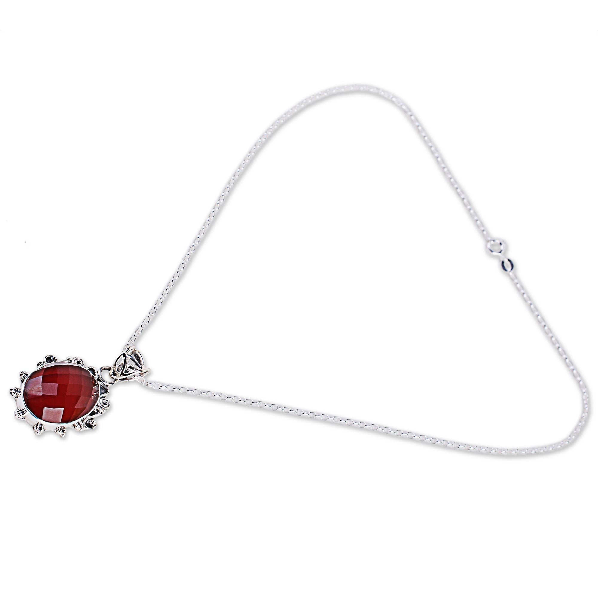 Premium Glow of Embers Handcrafted Sterling Silver & Carnelian Necklace