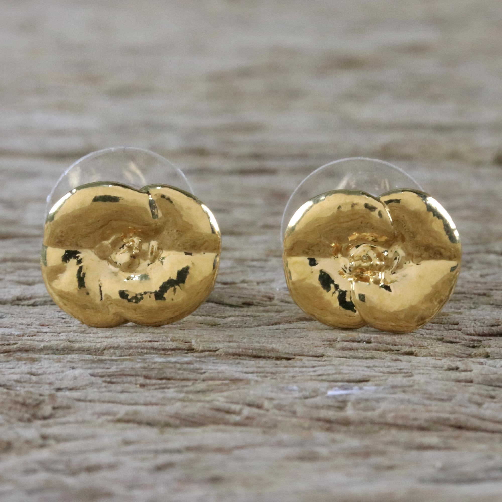 Premium Gold Plated Crown of Thorns Flower Stud Earrings - Ultimate Elegance