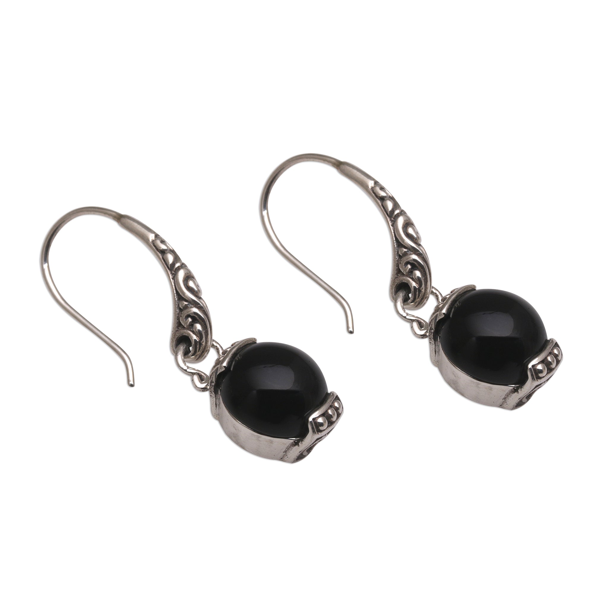 Premium Tilem Moon Sterling Silver Dangle Earrings - Handcrafted Elegance