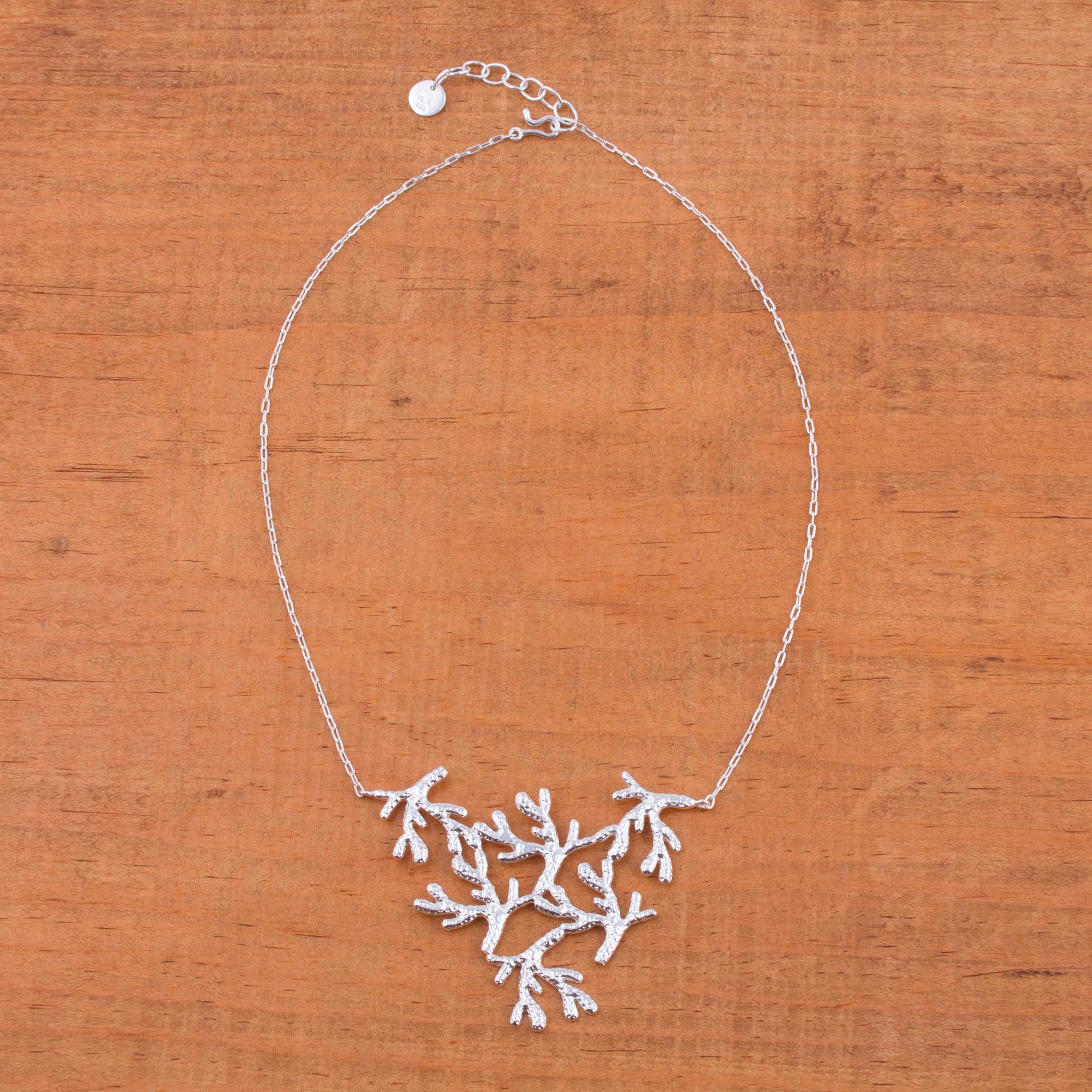 Premium Shining Coral Pendant Necklace - Handcrafted Sterling Silver Jewelry from Mexico