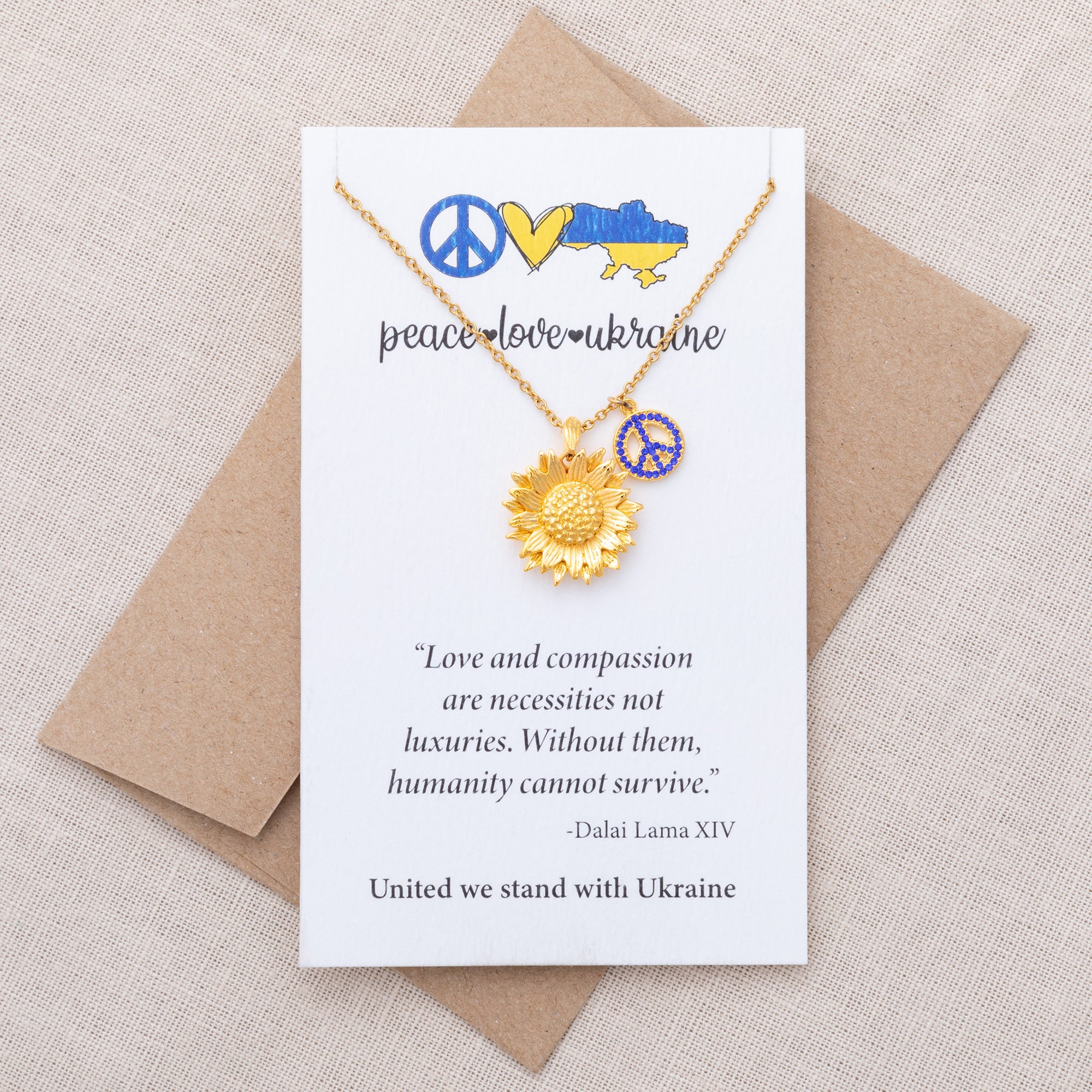 Premium Peace for Ukraine Gold-Plated Necklace - Symbol of Hope & Support