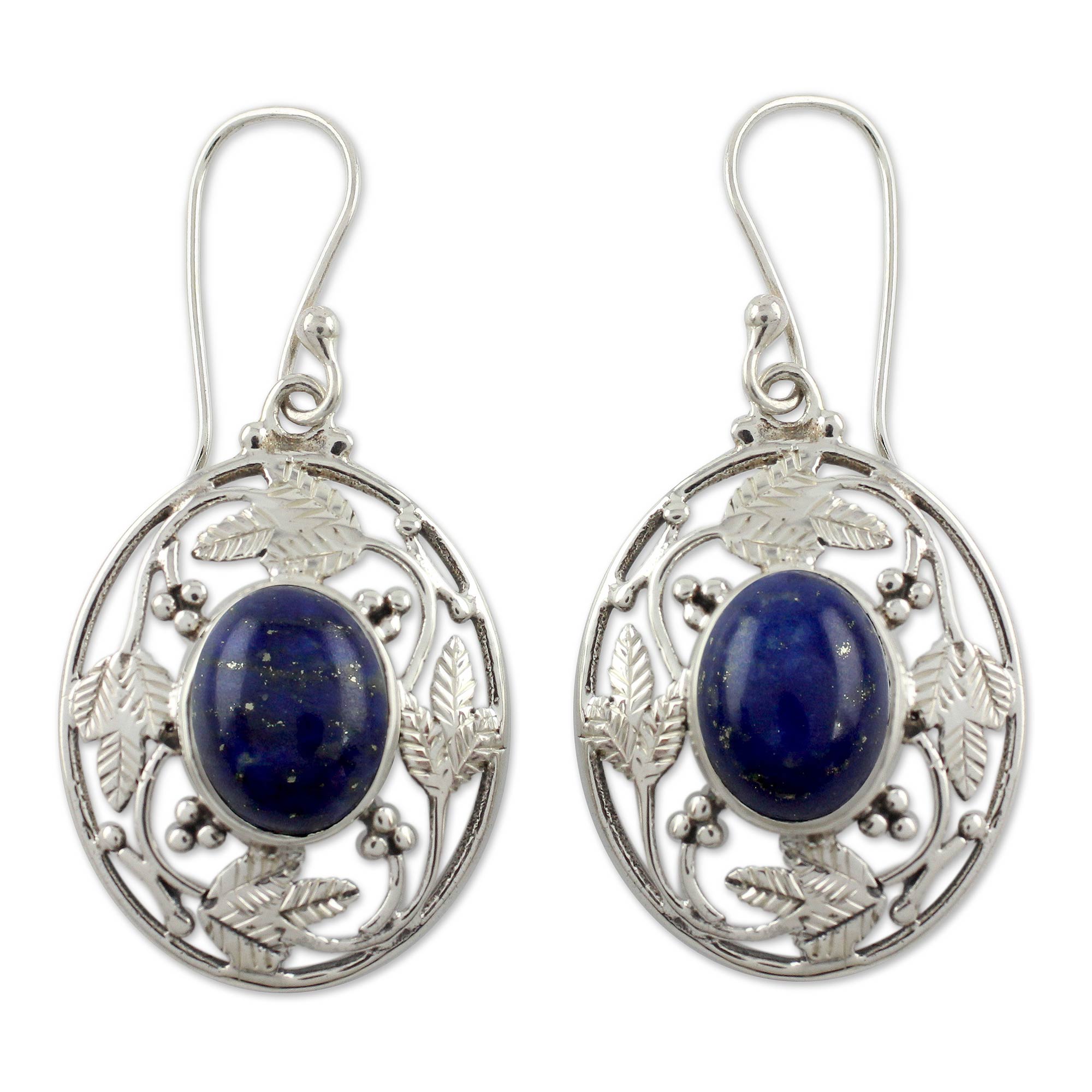 Premium Ocean Avatar Lapis Lazuli Silver Dangle Earrings - Handcrafted Elegance