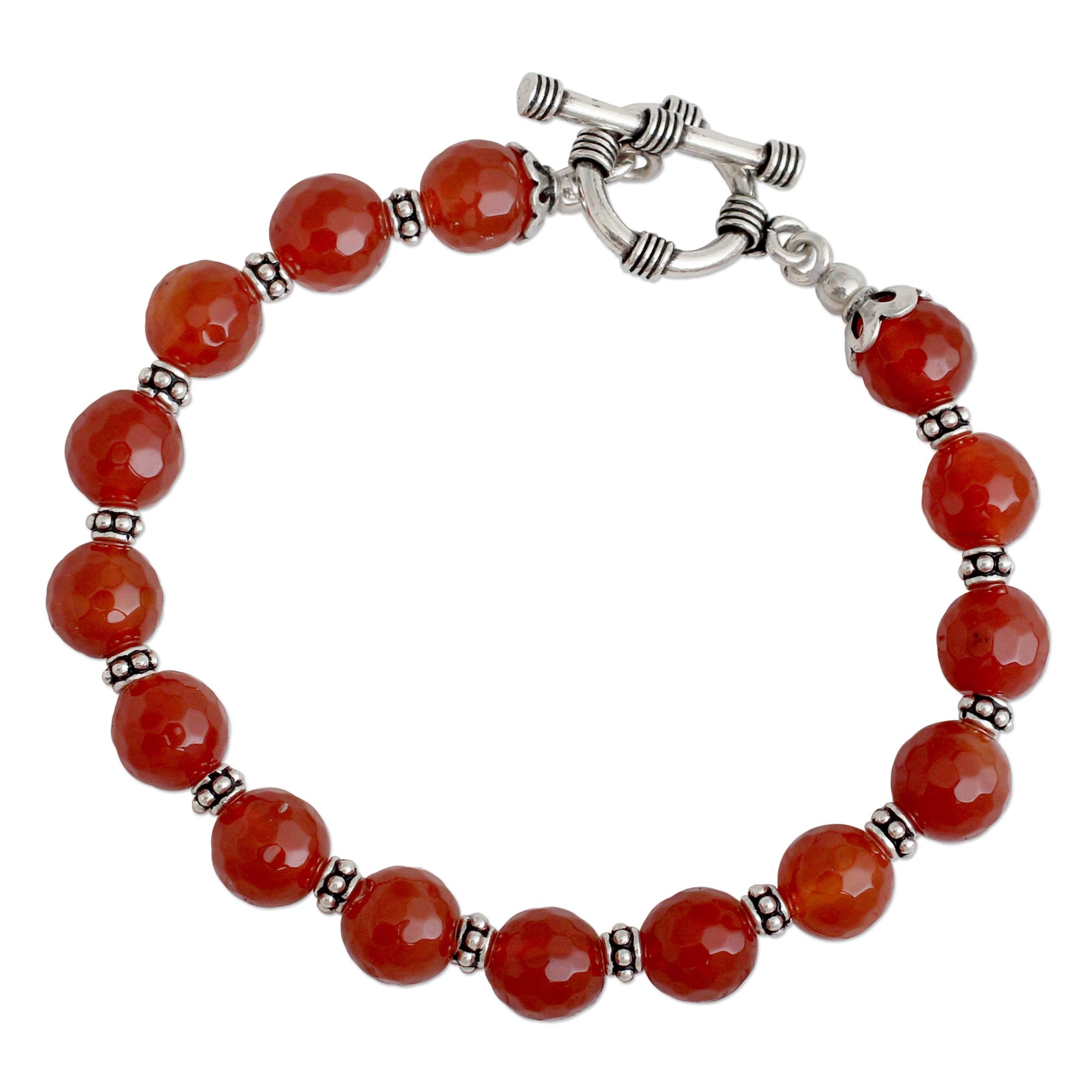 Premium Royal Glow Carnelian & Silver Beaded Bracelet