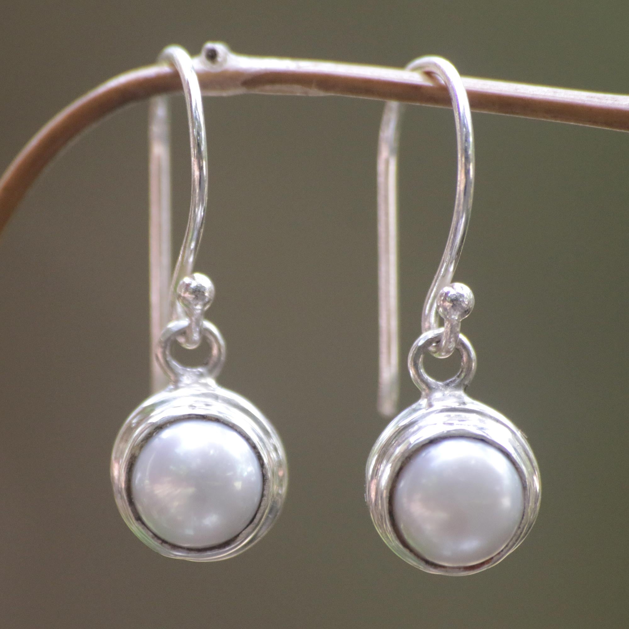 Premium Full Moon Pearl Dangle Earrings