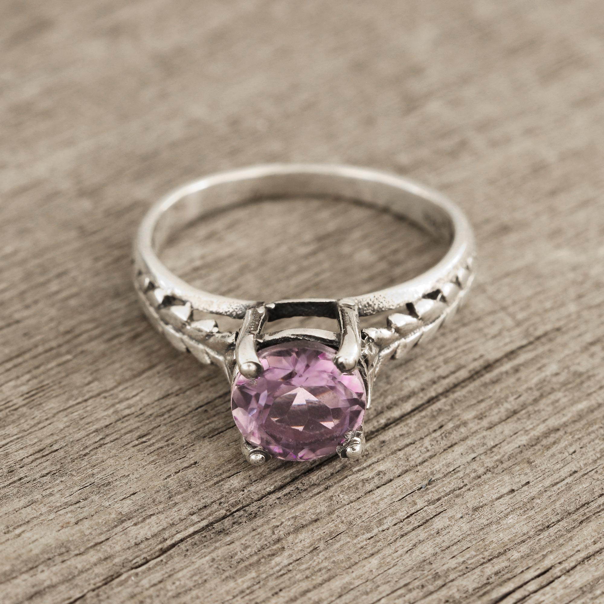 Premium Amethyst Solitaire Ring – Handcrafted Sterling Silver Jewelry