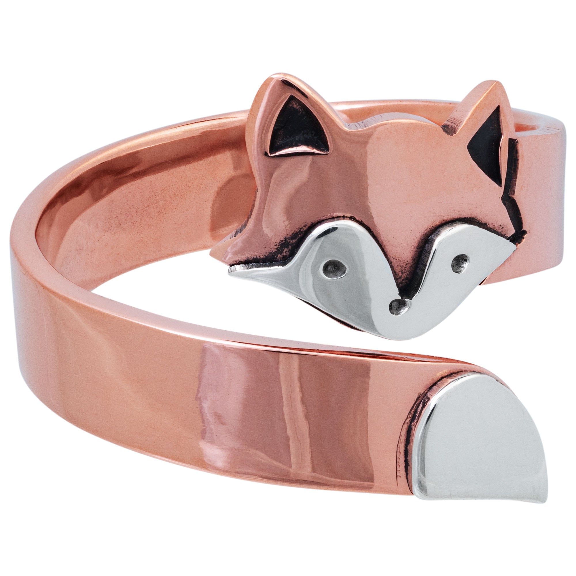 Premium Fox Hugger Ring - Handmade Sterling Silver & Copper Jewelry