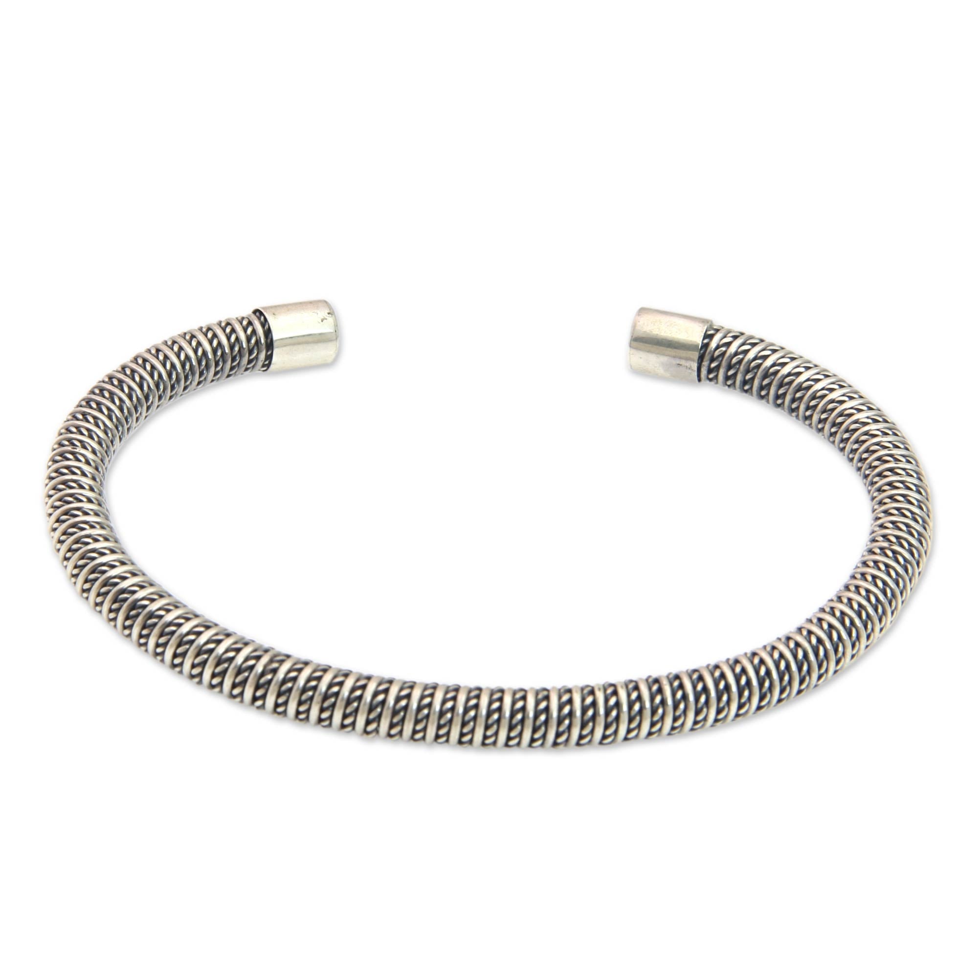 Premium Sterling Silver Braided Cuff Bracelet - Handcrafted Fair Trade Jewelry