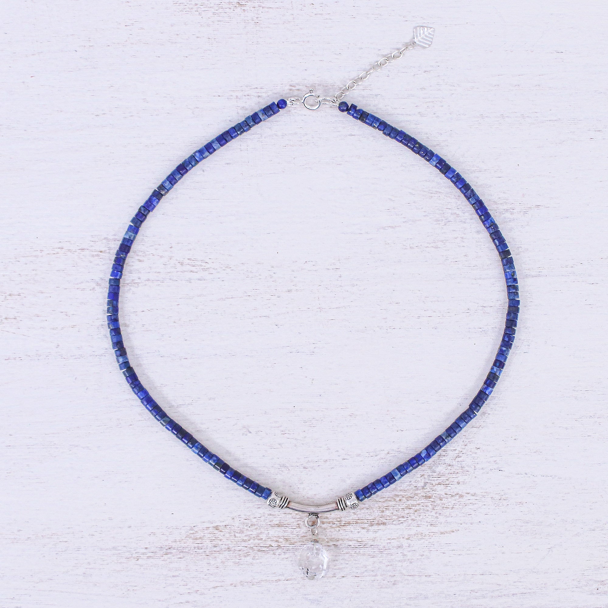 Premium Wild Moon Handmade Clear Quartz & Lapis Lazuli Pendant Necklace