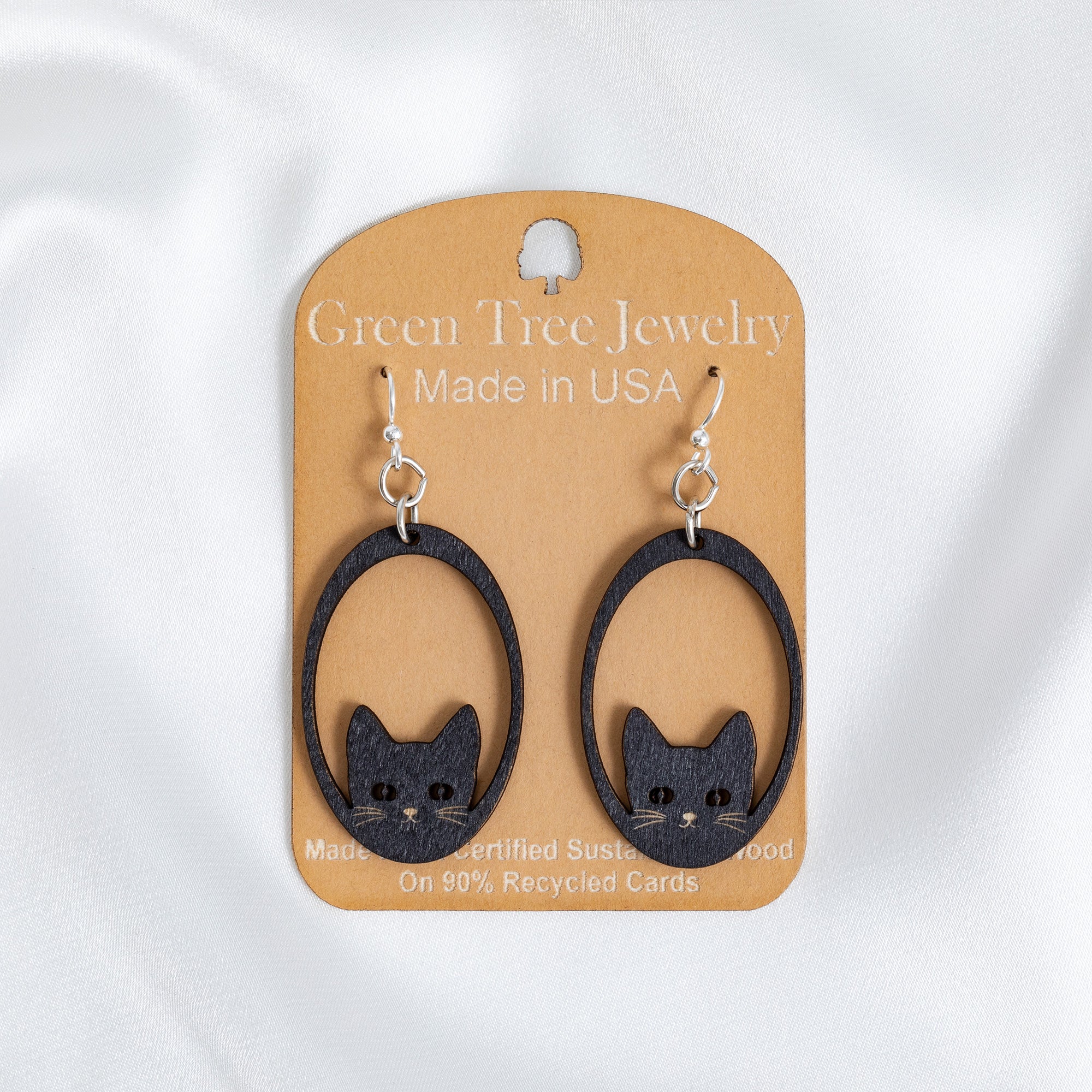 Premium Sneaky Black Cat Wooden Earrings - Eco-Friendly & Stylish