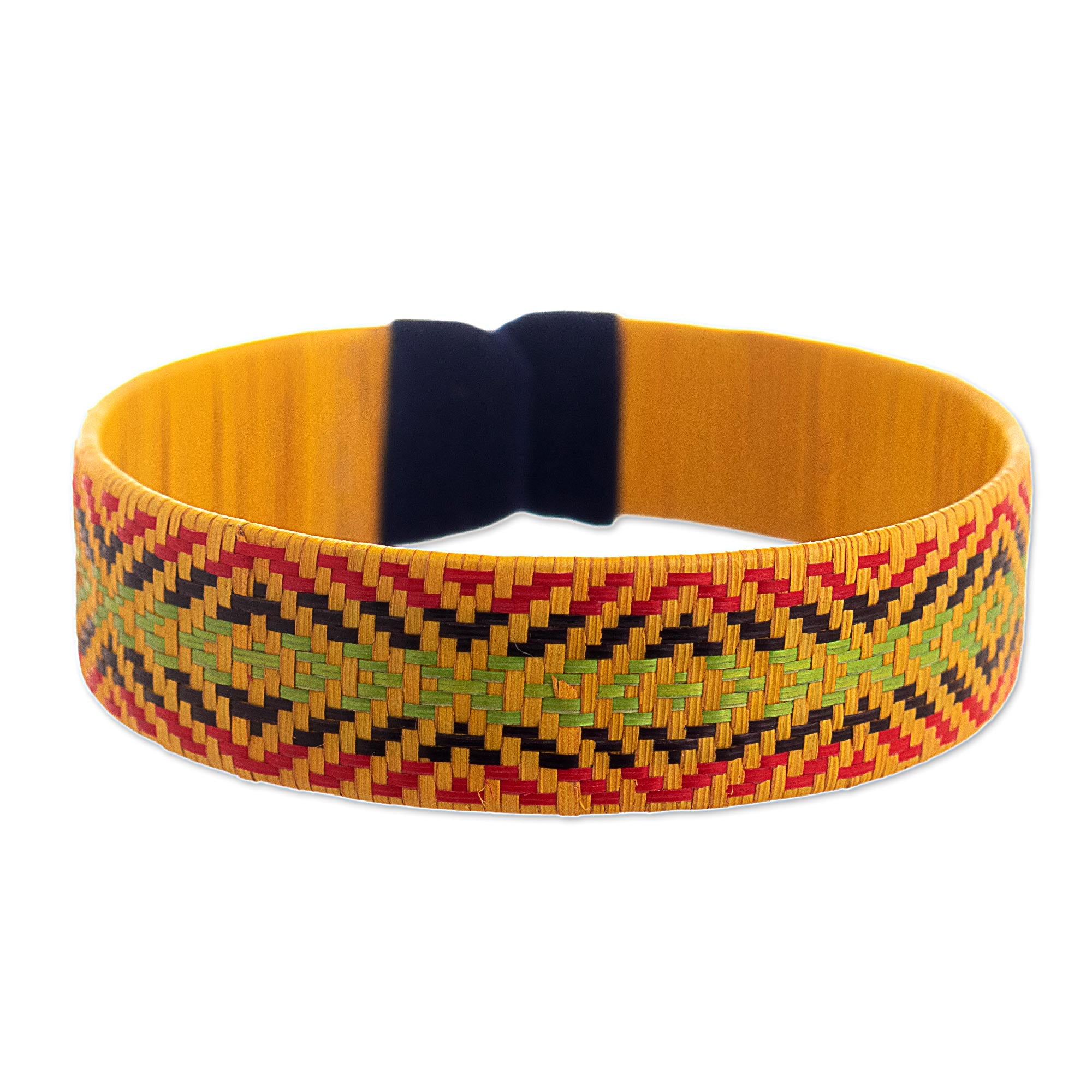 Premium Caribbean Sun Handwoven Fiber Cuff Bracelet - Multicolored Artisan Craft