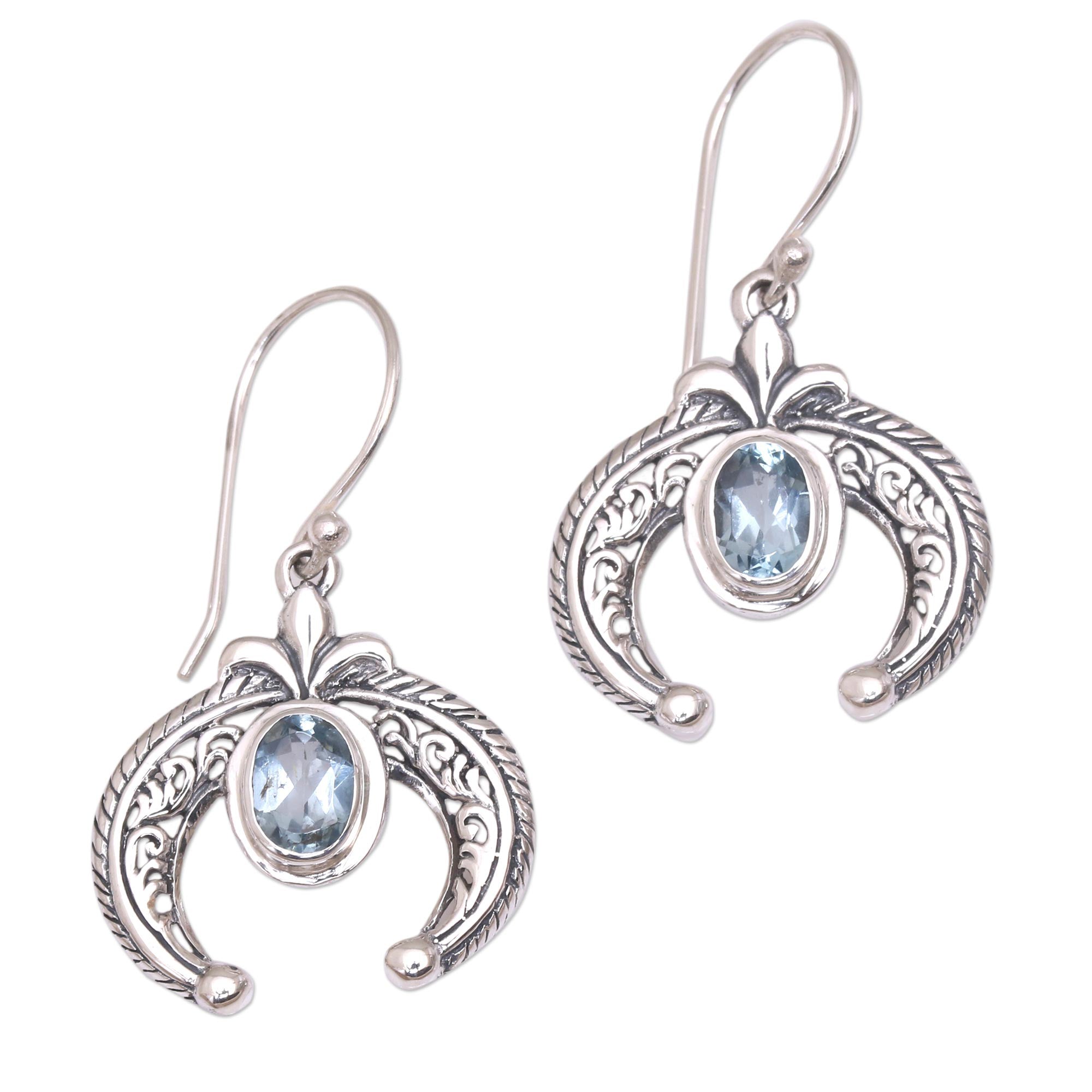 Premium Elegance: Indonesian Blue Topaz Sterling Silver Dangle Earrings