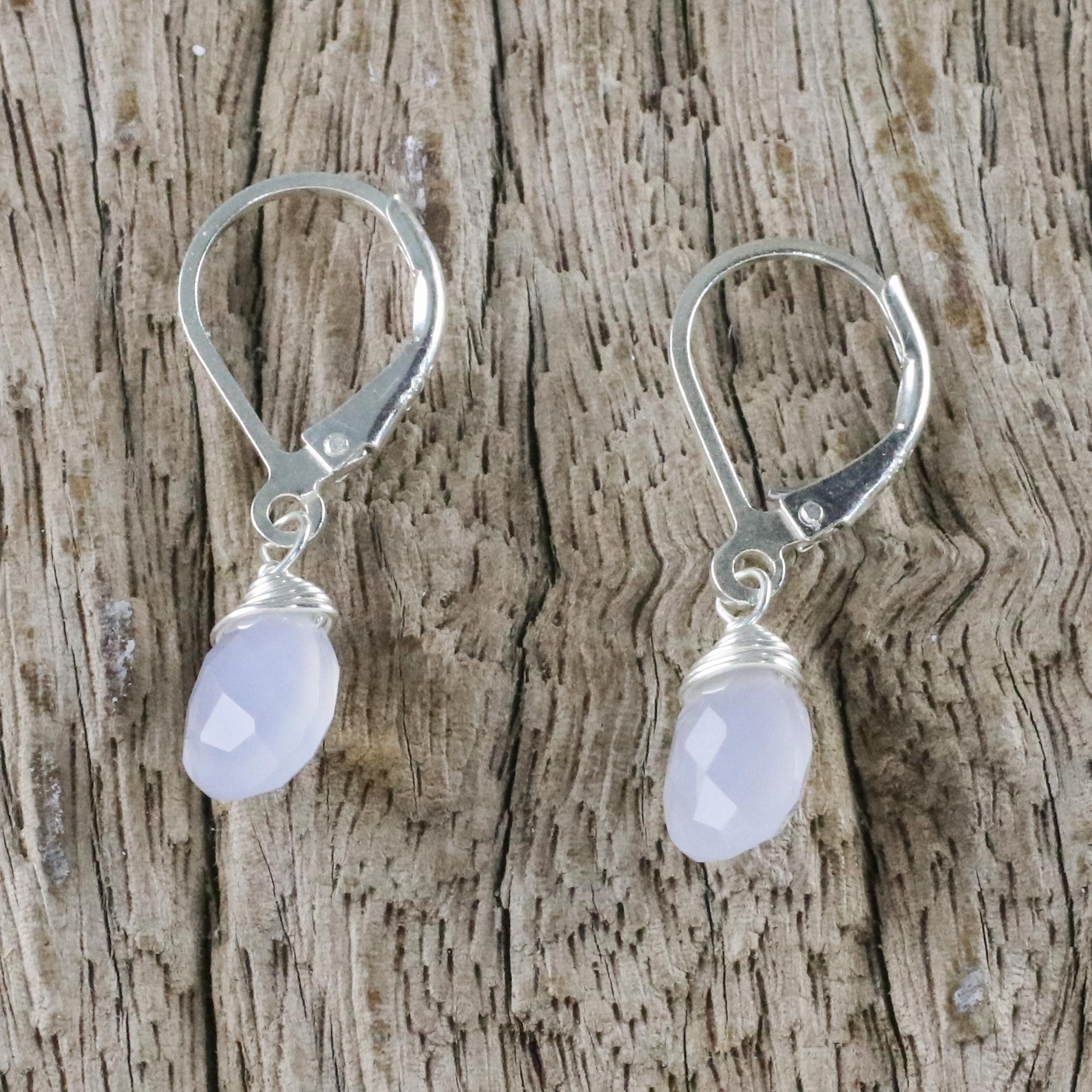 Premium Blue Chalcedony Sterling Silver Dangle Earrings – Modern Elegance by Khun Boom