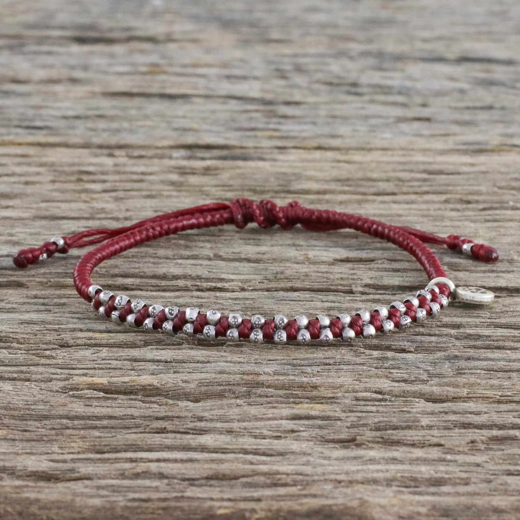 Premium Bohemian Crimson Bracelet - Handcrafted Silver Charm