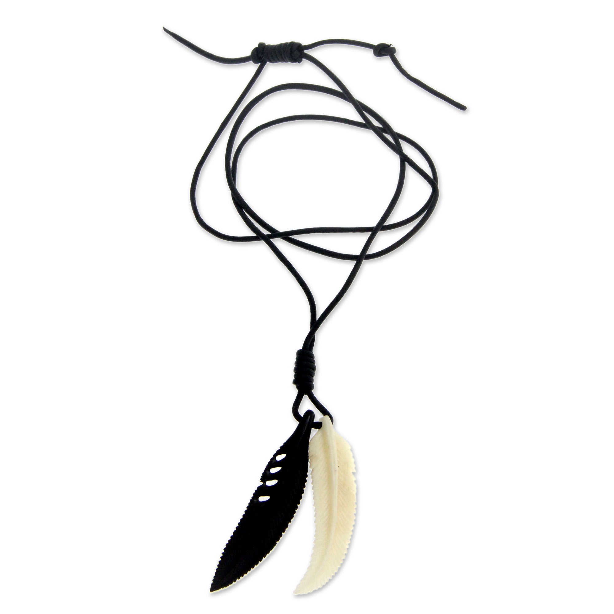 Premium Totem Feathers Men's Pendant Necklace - Handcrafted Leather Cord