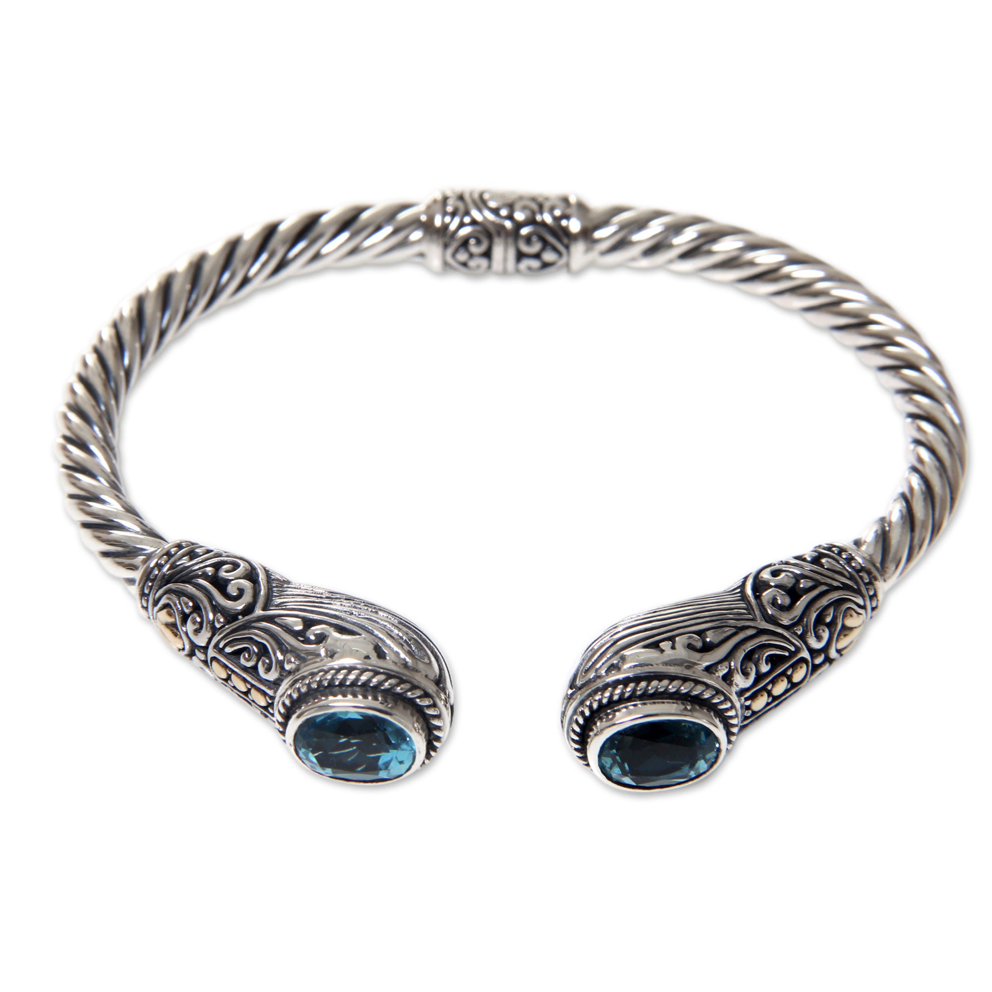 Premium Empress of Gelgel Blue Topaz Cuff Bracelet