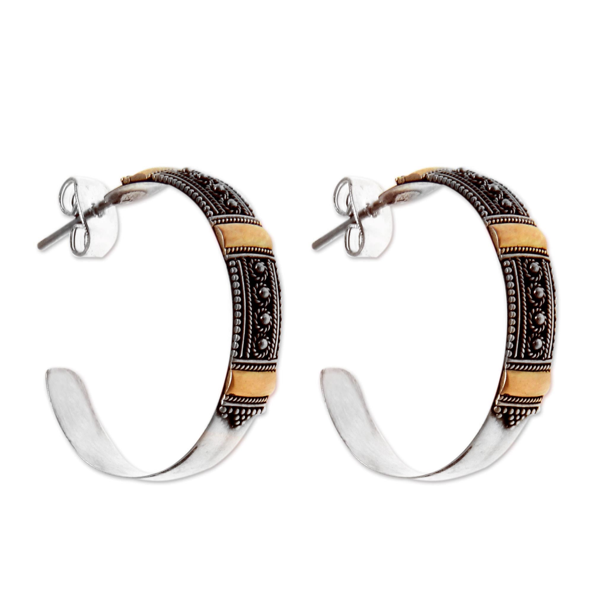 Premium Nusa Dua Sunrise Sterling Silver Hoop Earrings