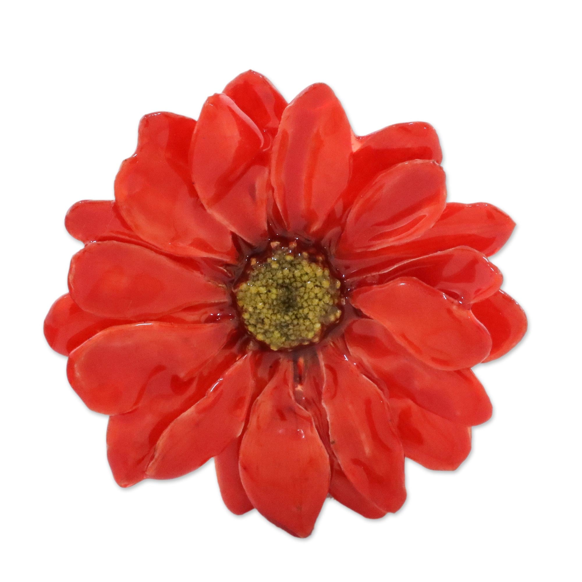 Premium Let It Bloom Cardinal Red Gold Plated Aster Brooch - Ultimate Nature-Inspired Accessory