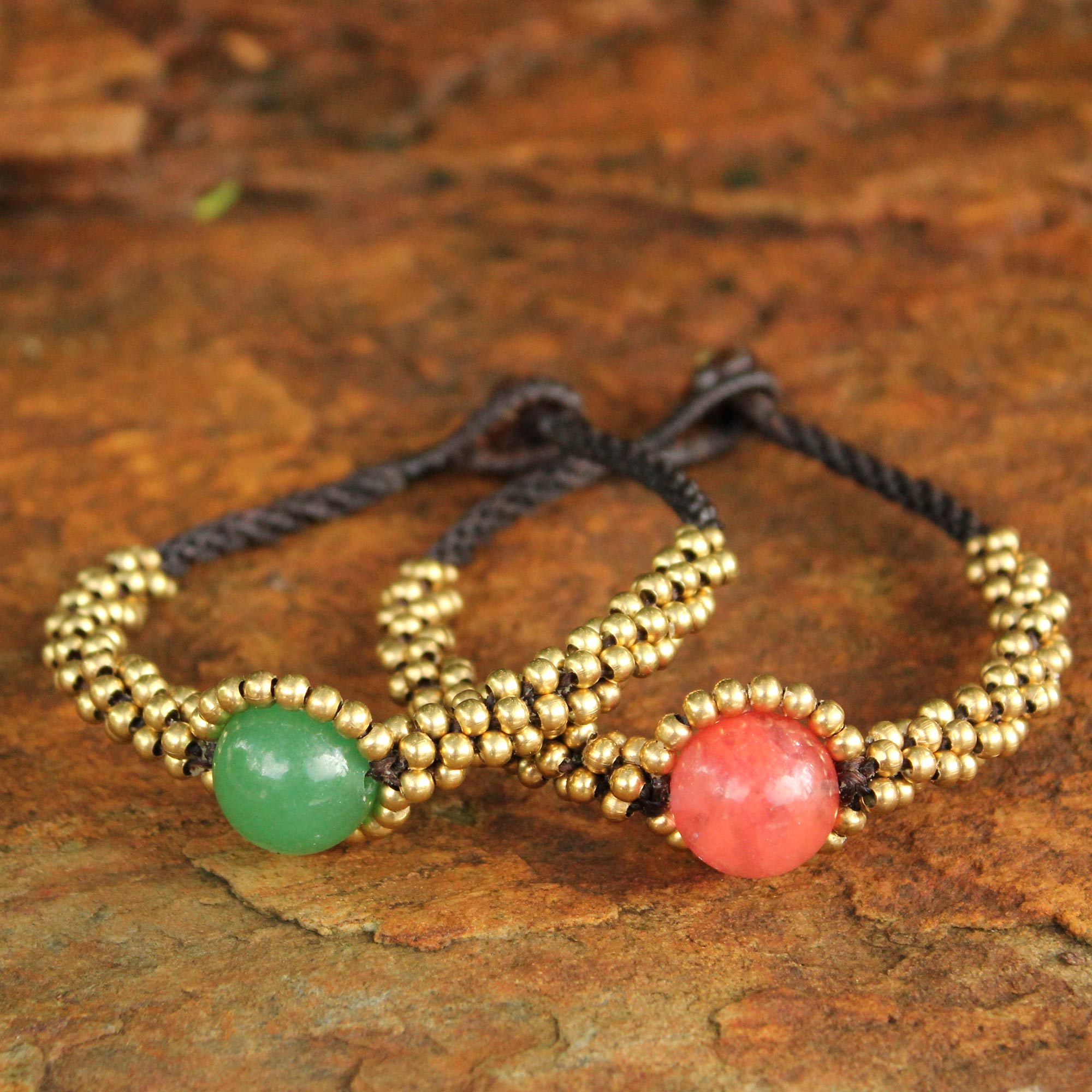 Premium Handcrafted Beaded Brass & Quartz Bracelet Set