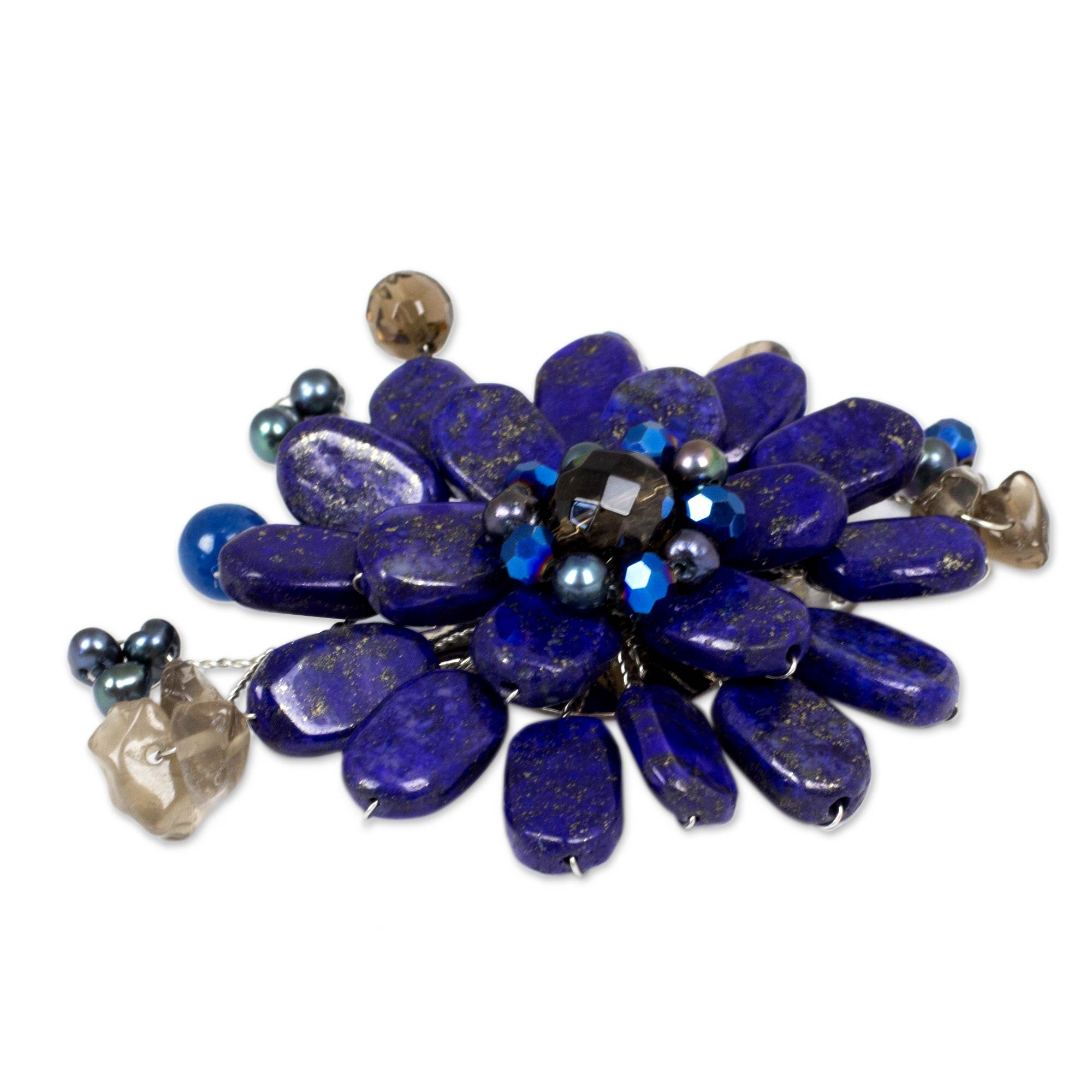 Premium Phuket Multi-Gem Floral Brooch - Handmade Elegance