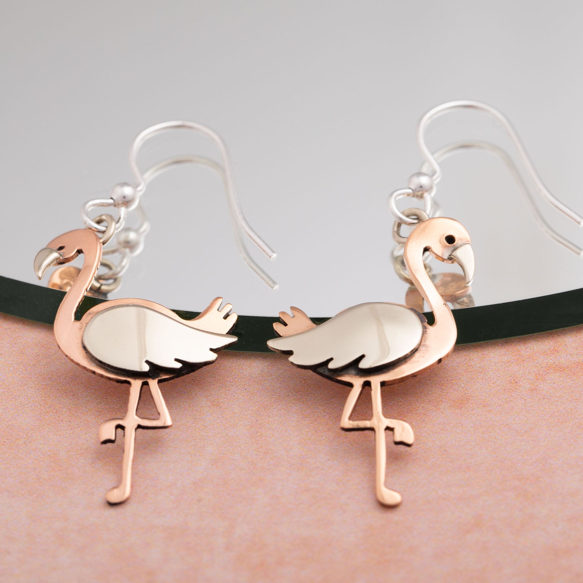 Premium Flamingo Mixed Metal Drop Earrings