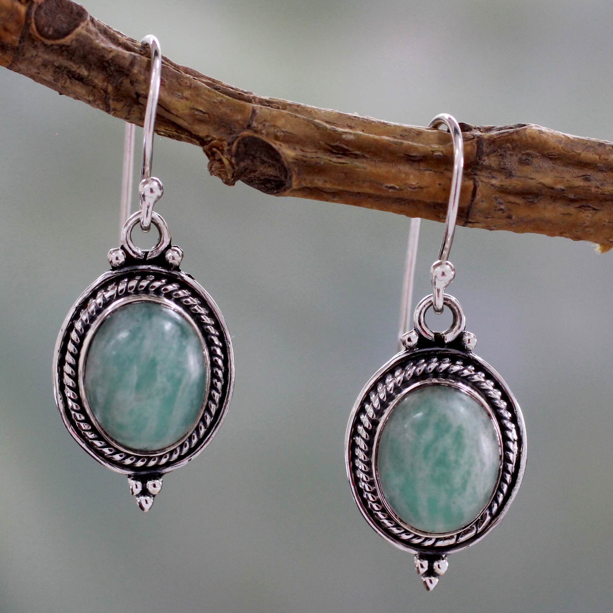 Premium Amazonite Jungle Charm Earrings - Handcrafted Sterling Silver