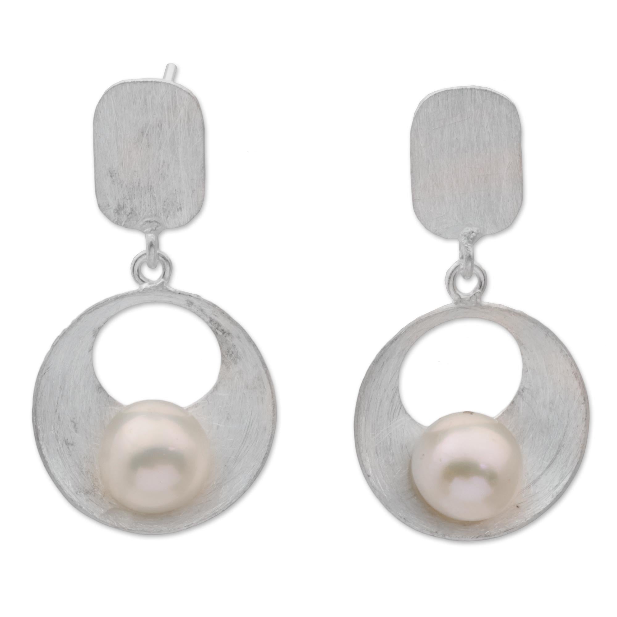 Premium Moon Vortex Mabe Pearl Dangle Earrings