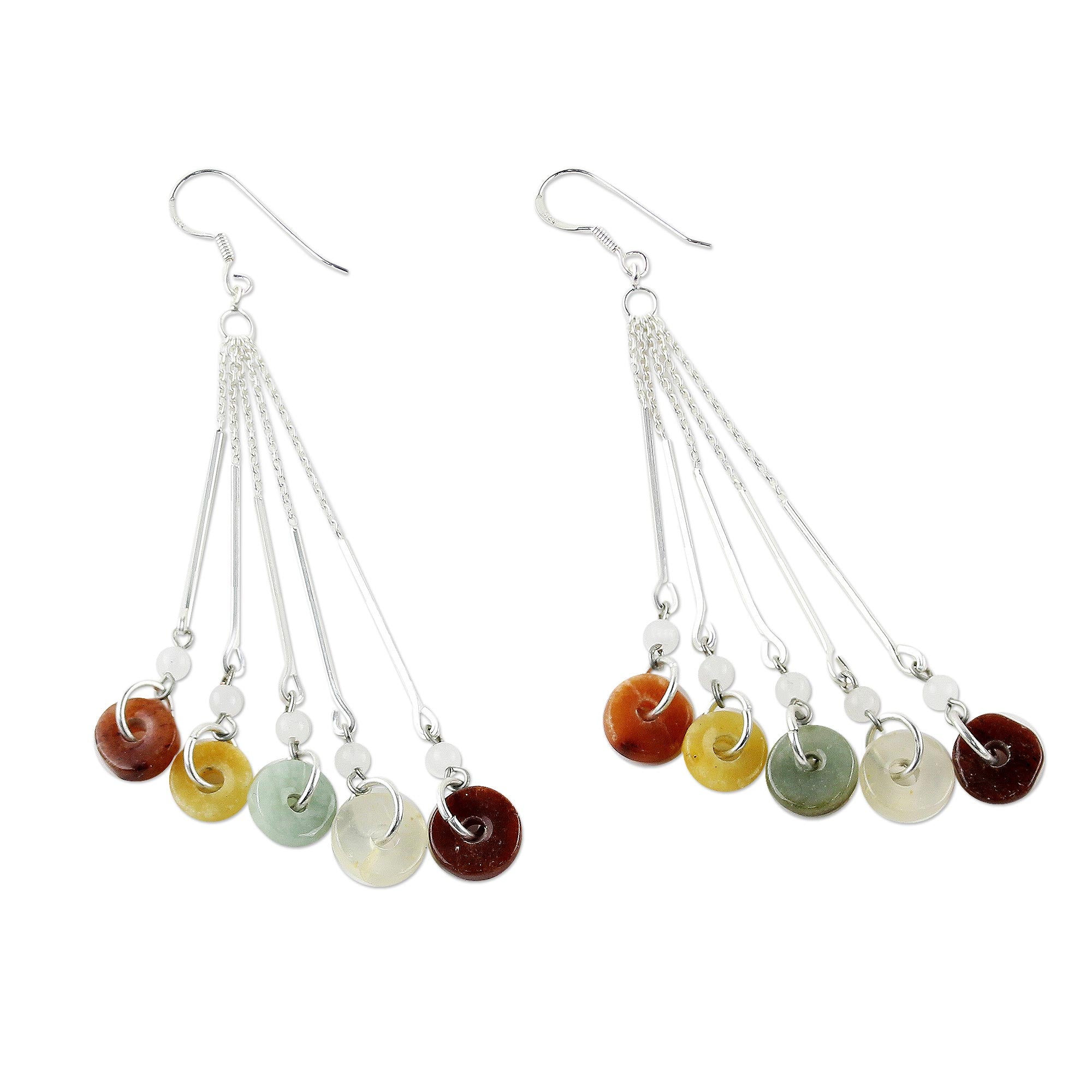 Premium Silver Jade & Rainbow Moonstone Earrings - Handmade in Thailand