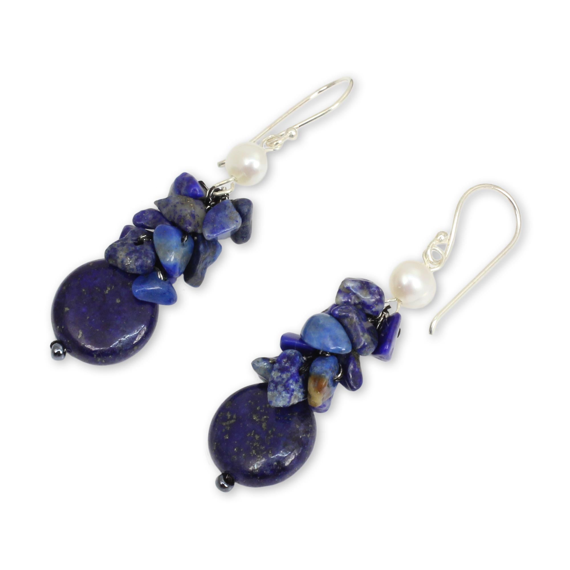 Premium Handcrafted Lapis Lazuli & Pearl Earrings