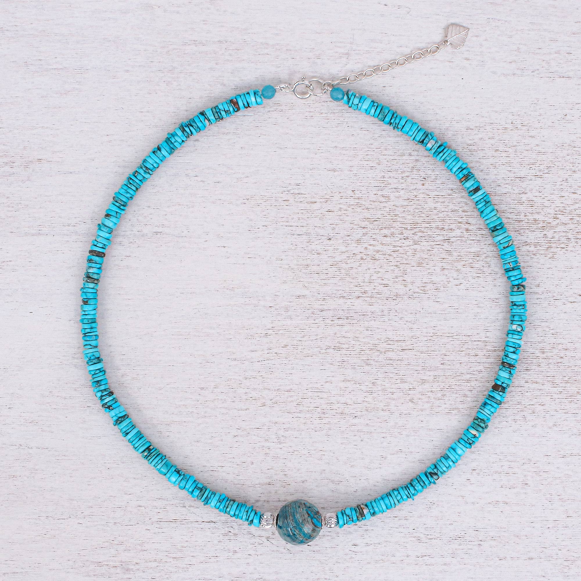 Premium Earth & Water Turquoise Agate Necklace – Handcrafted Elegance