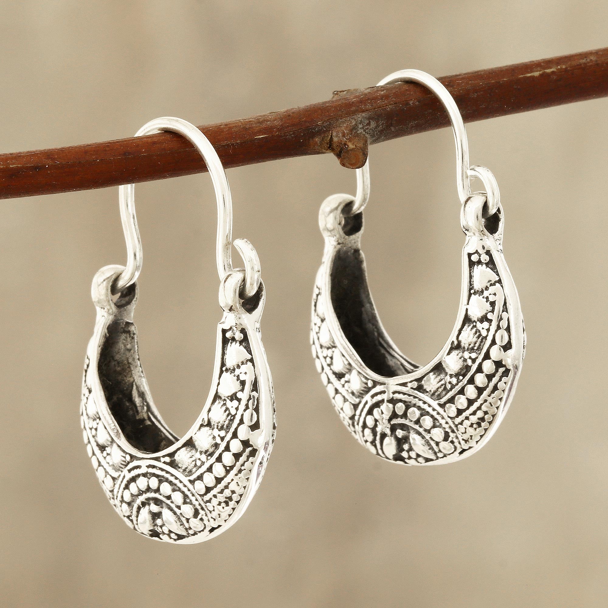 Premium Mystic Cradle Hoop Earrings - Handcrafted Sterling Silver Jewelry