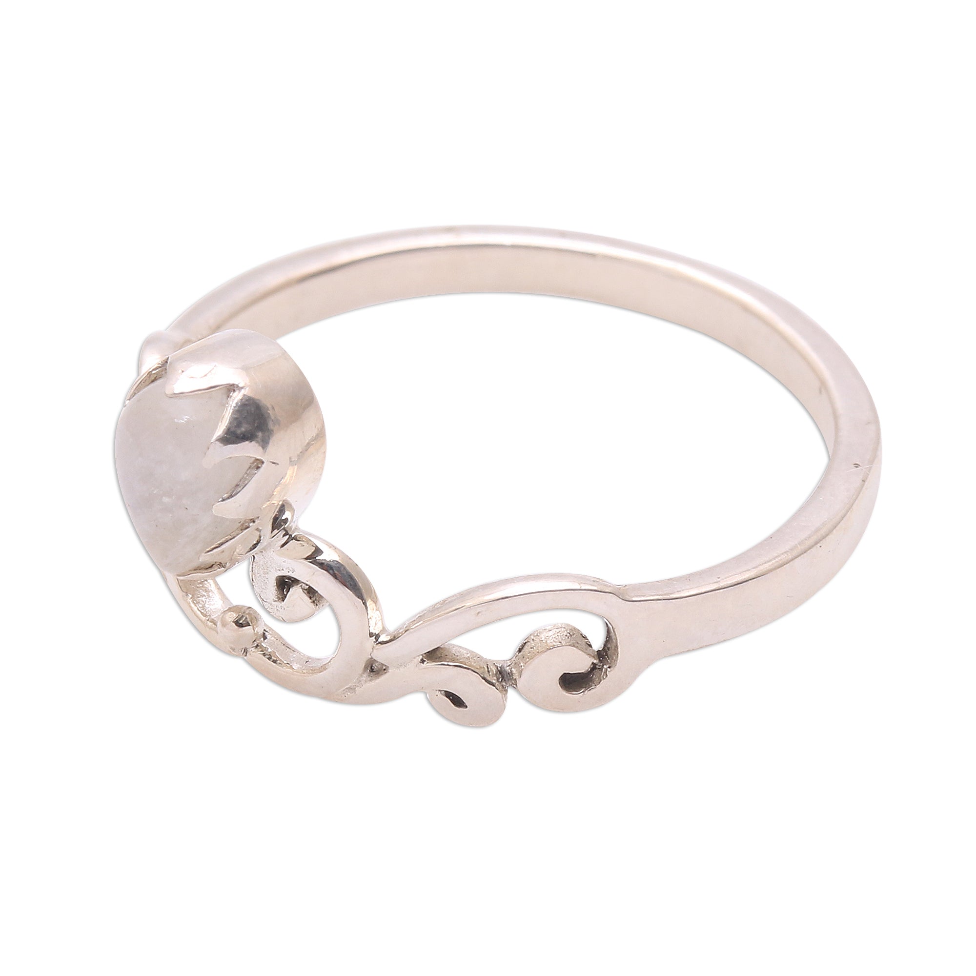 Premium Moonstone Spiral Vine Ring – Handcrafted in Bali