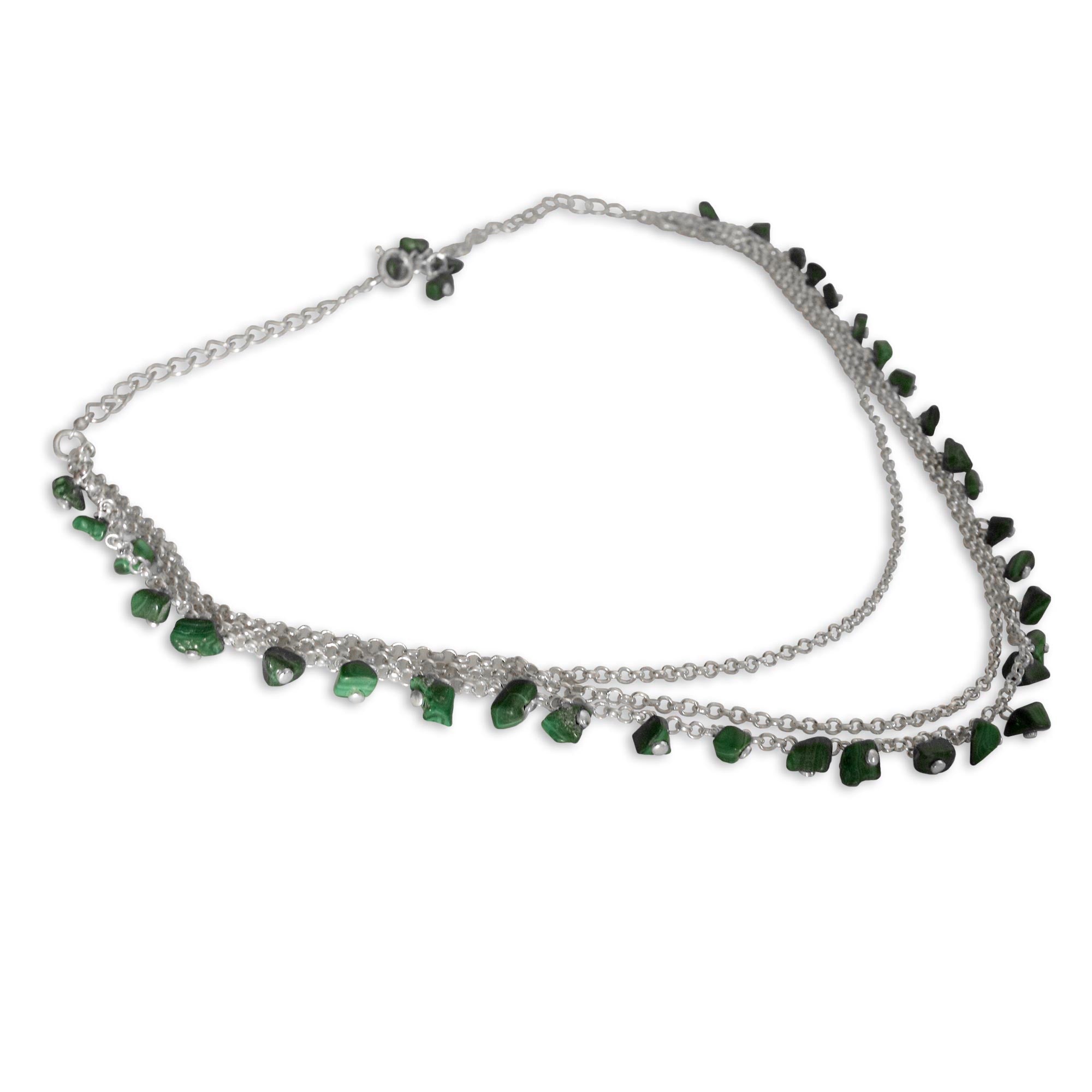 Premium Malachite Waterfall Necklace – Ultimate Sterling Silver Jewelry