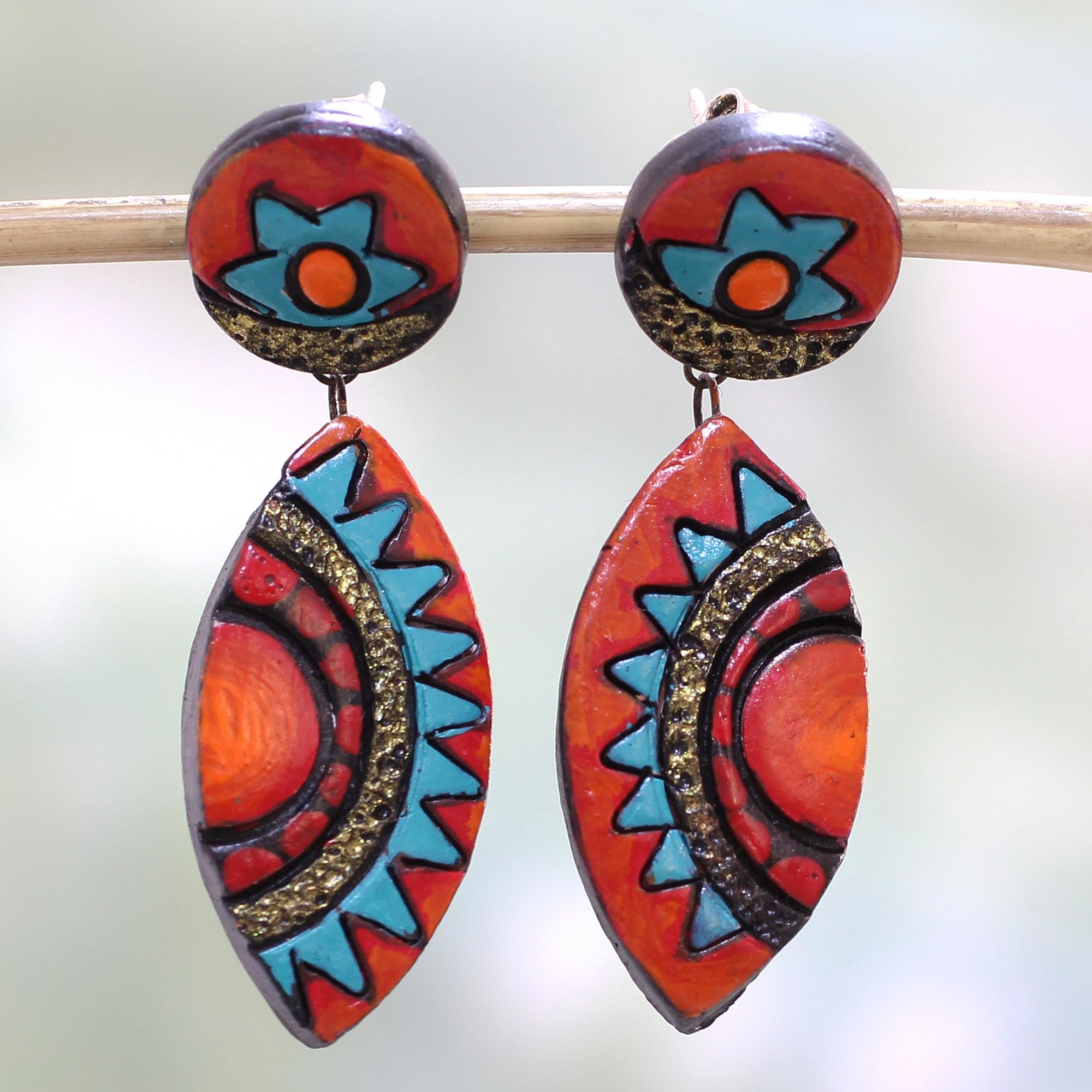 Premium Ancient-Inspired Handcrafted Ceramic Dangle Earrings