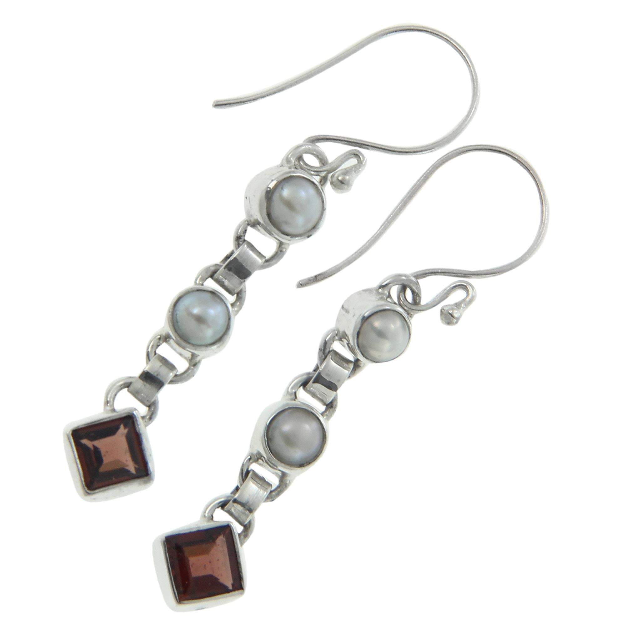 Premium Cultured Pearl & Garnet Dangle Earrings - Ultimate Elegance