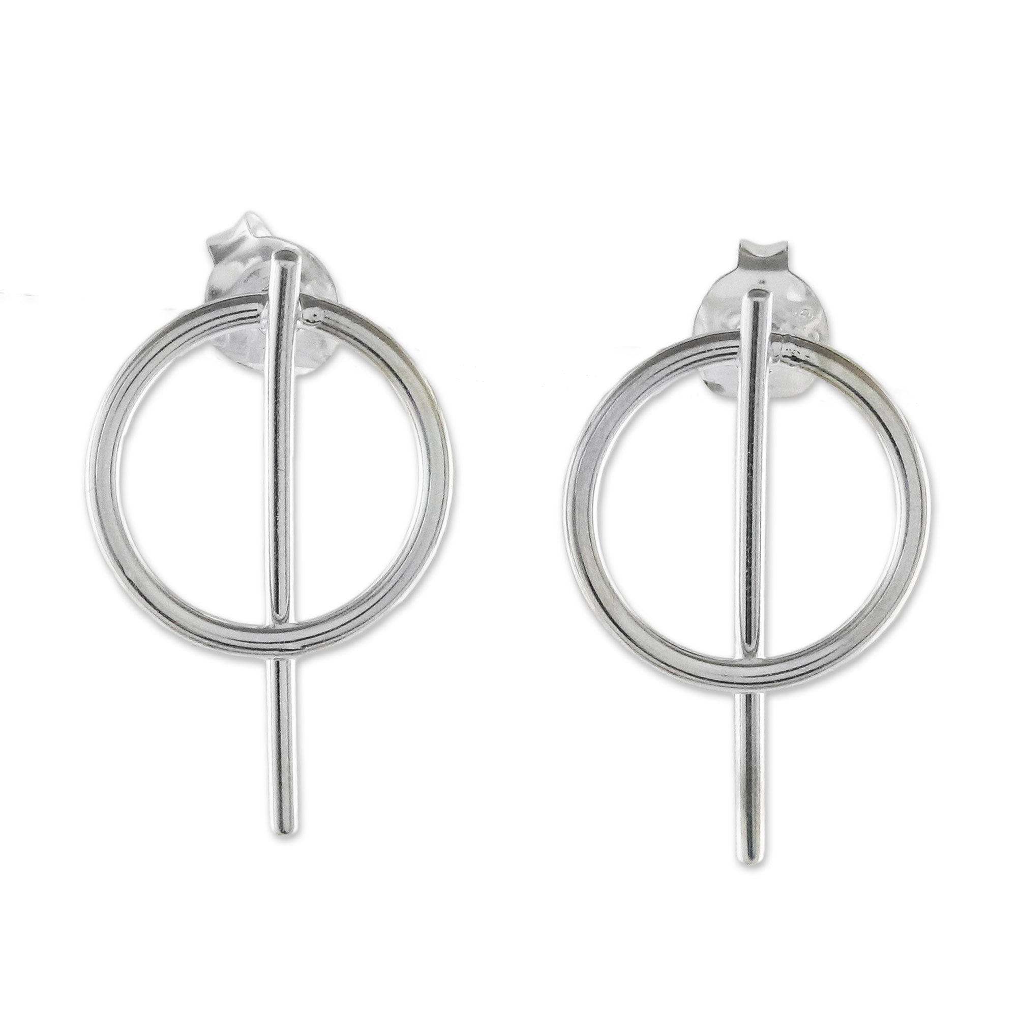 Premium Modern Glyphs Geometric Drop Earrings - Handcrafted Sterling Silver