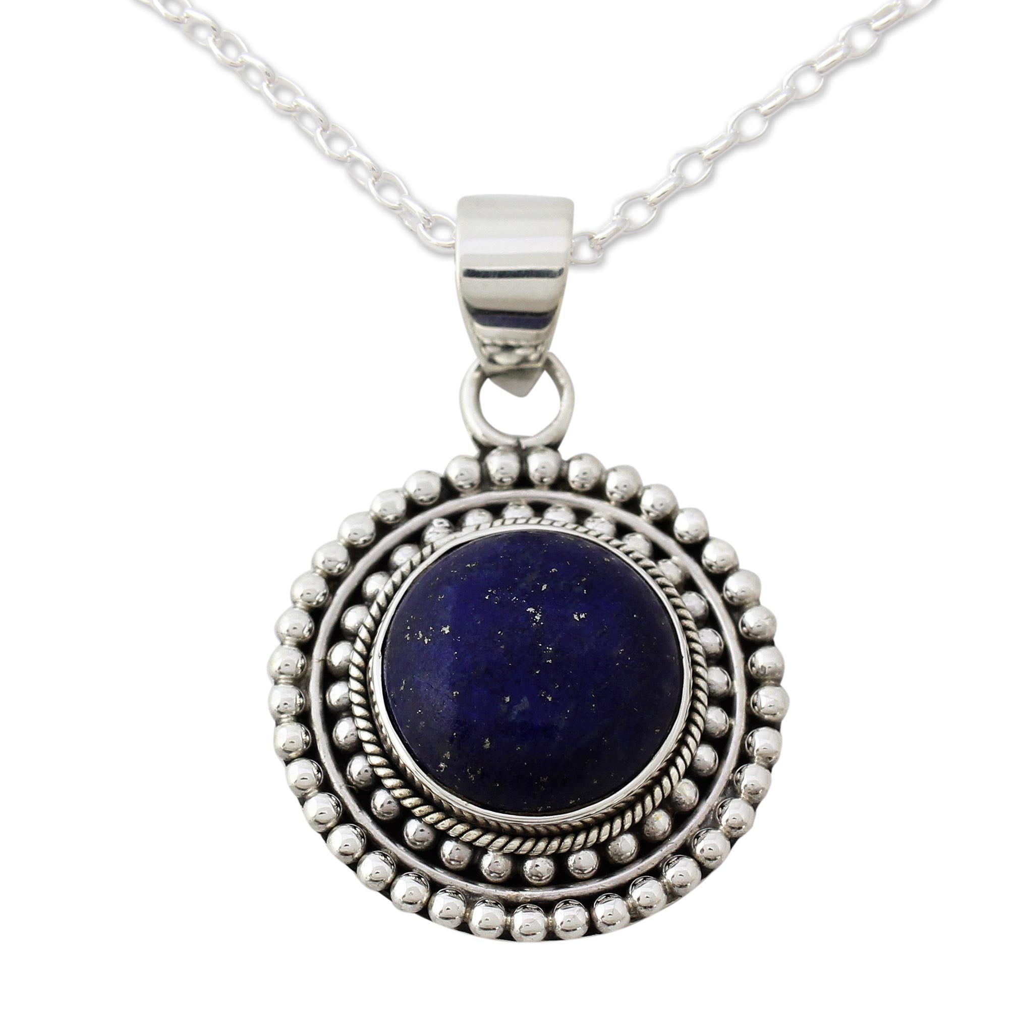 Premium Royal Sunset Lapis Lazuli Pendant Necklace - Handcrafted Sterling Silver