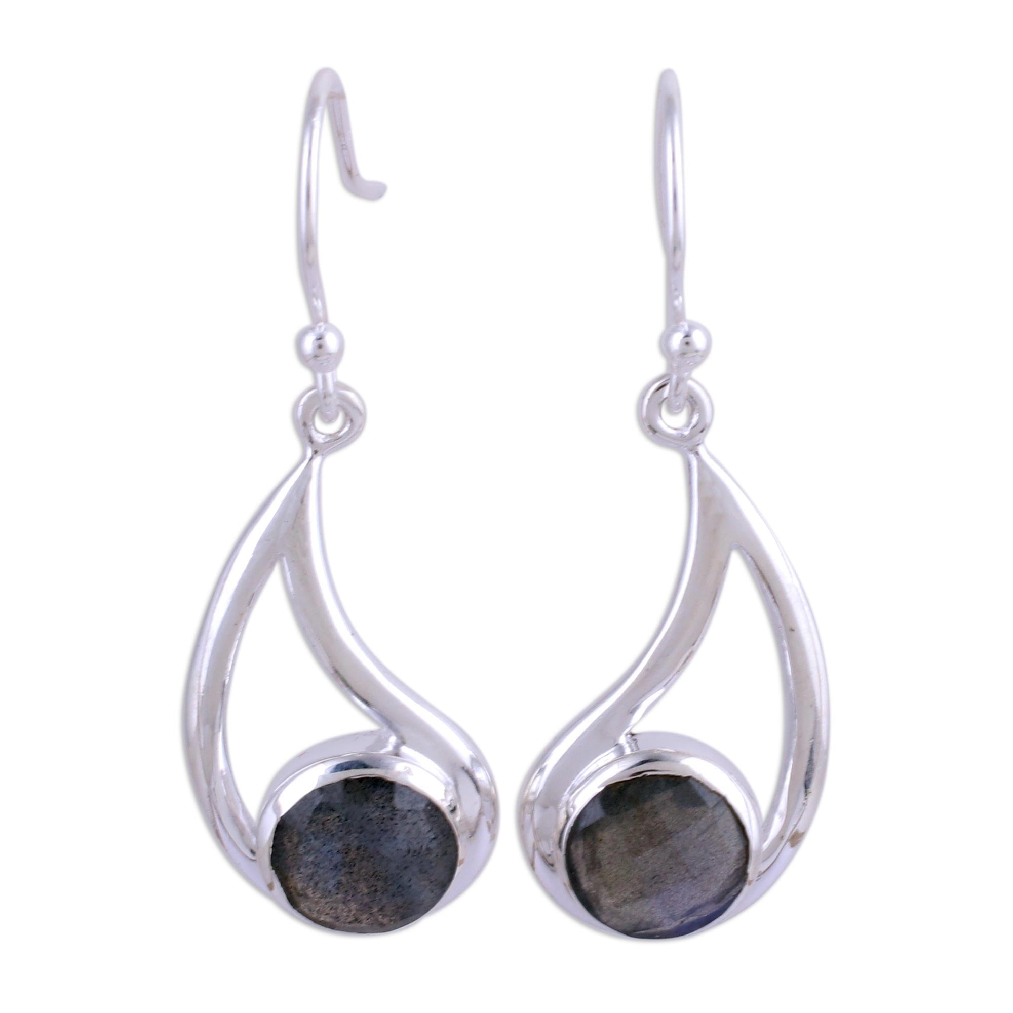 Premium Nebulous Charm Faceted Labradorite Sterling Silver Dangle Earrings