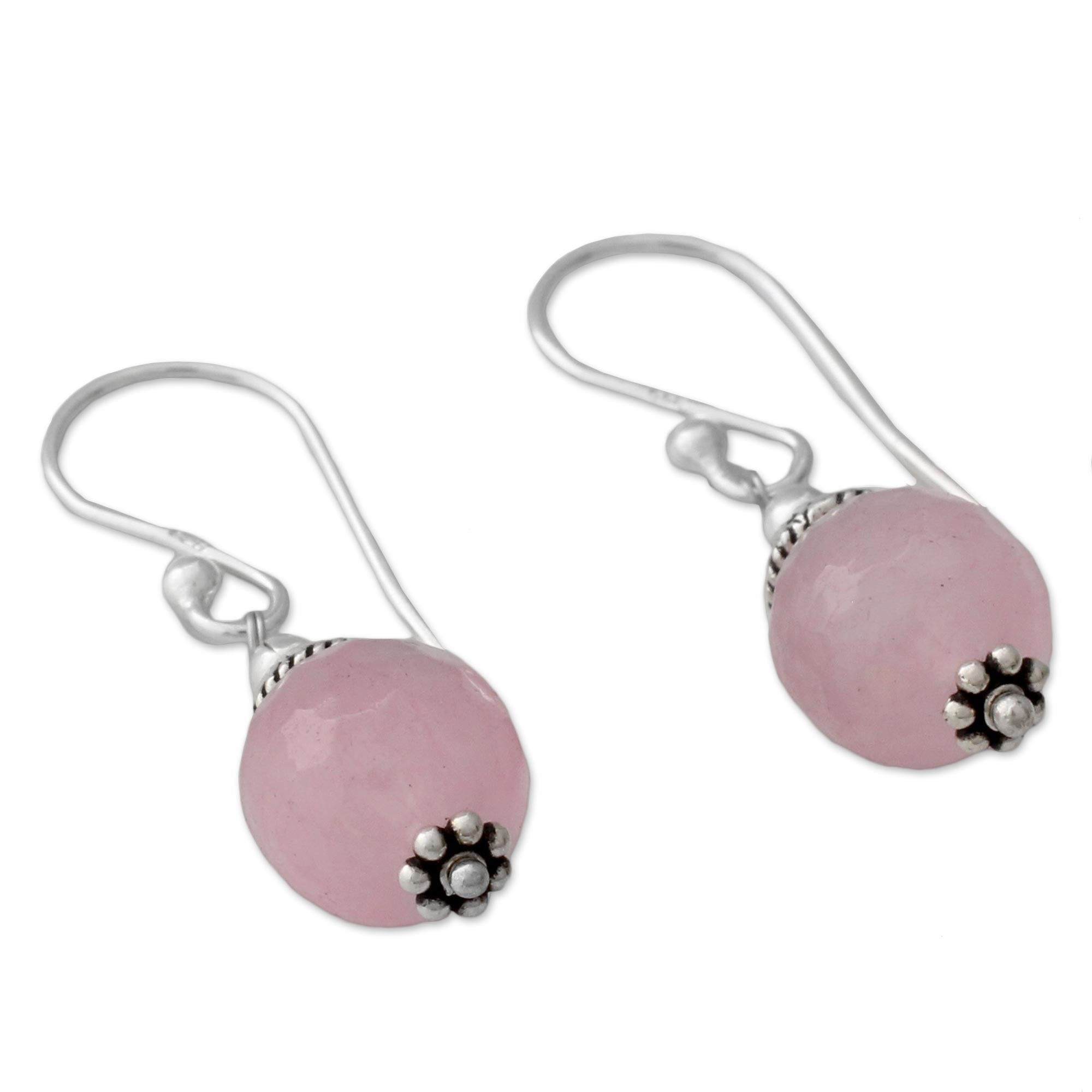 Premium Pink Chalcedony Dangle Earrings - Sterling Silver Elegance