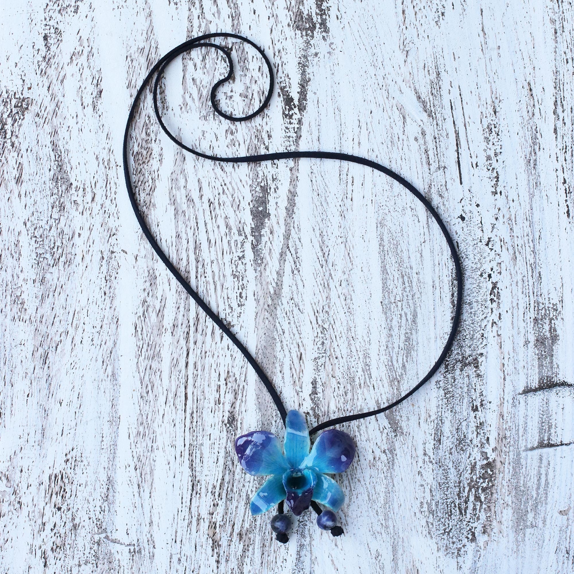 Premium Midnight Blue Orchid & Sodalite Adjustable Lariat Necklace