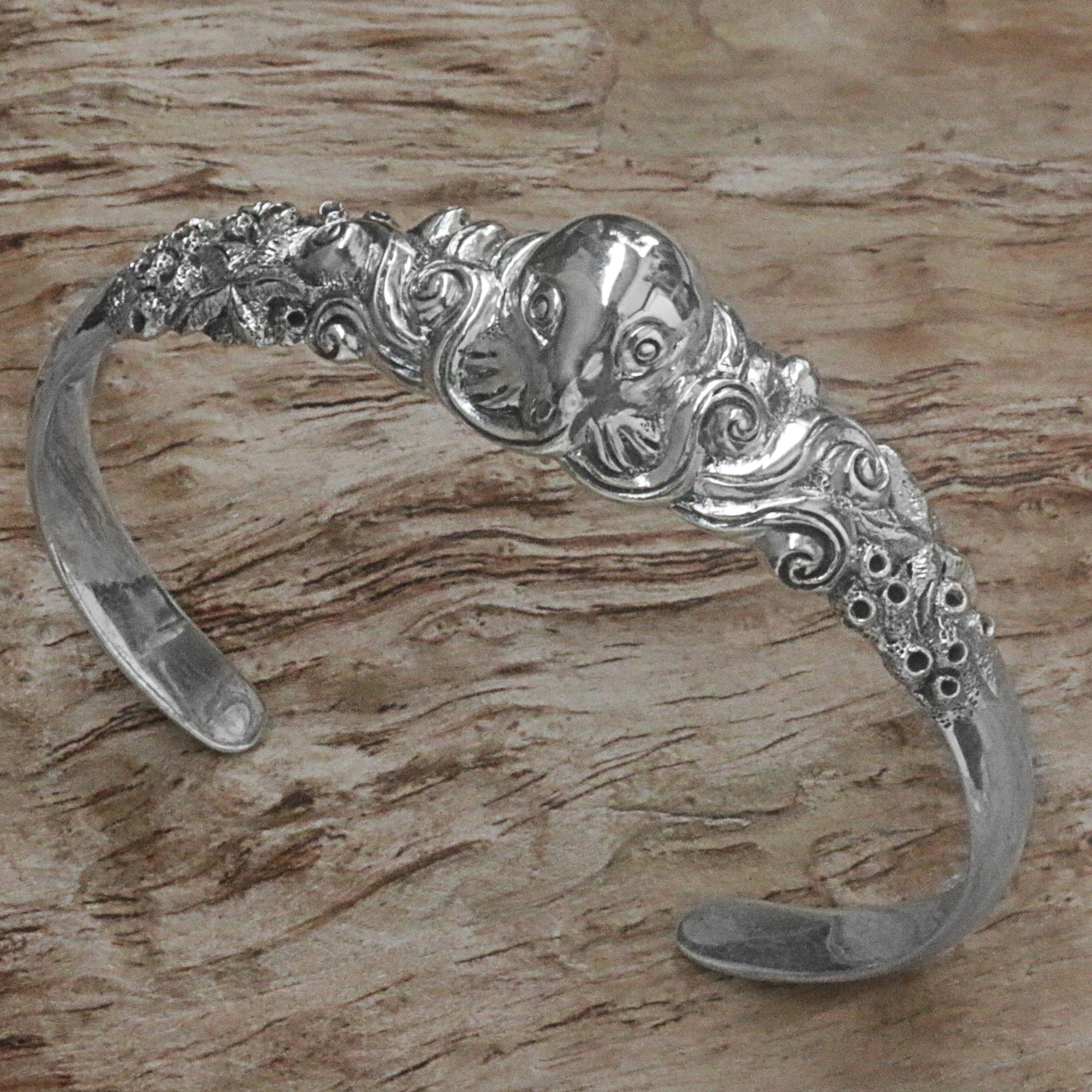 Premium Sterling Silver Octopus Cuff Bracelet - Handcrafted Elegance