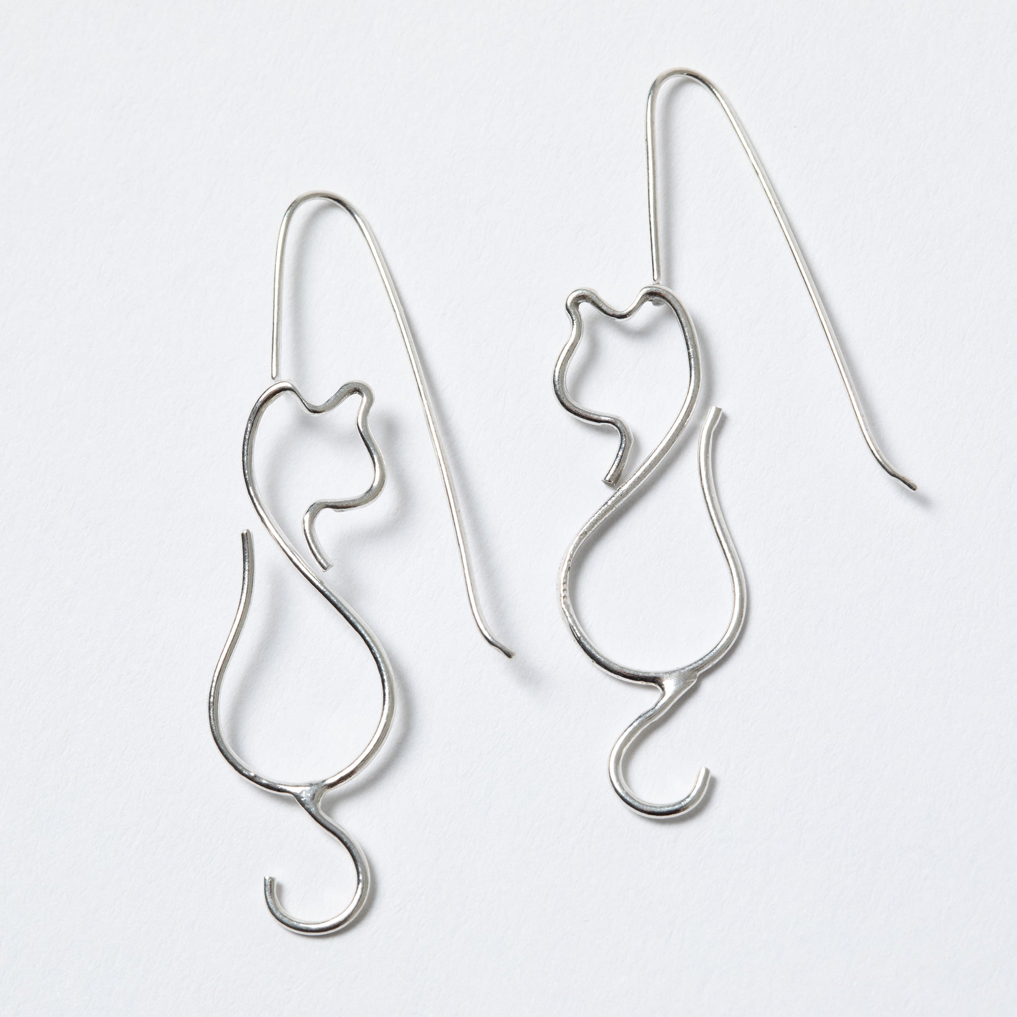 Premium Minimalist Cat Sterling Silver Earrings - Fair Trade Handmade